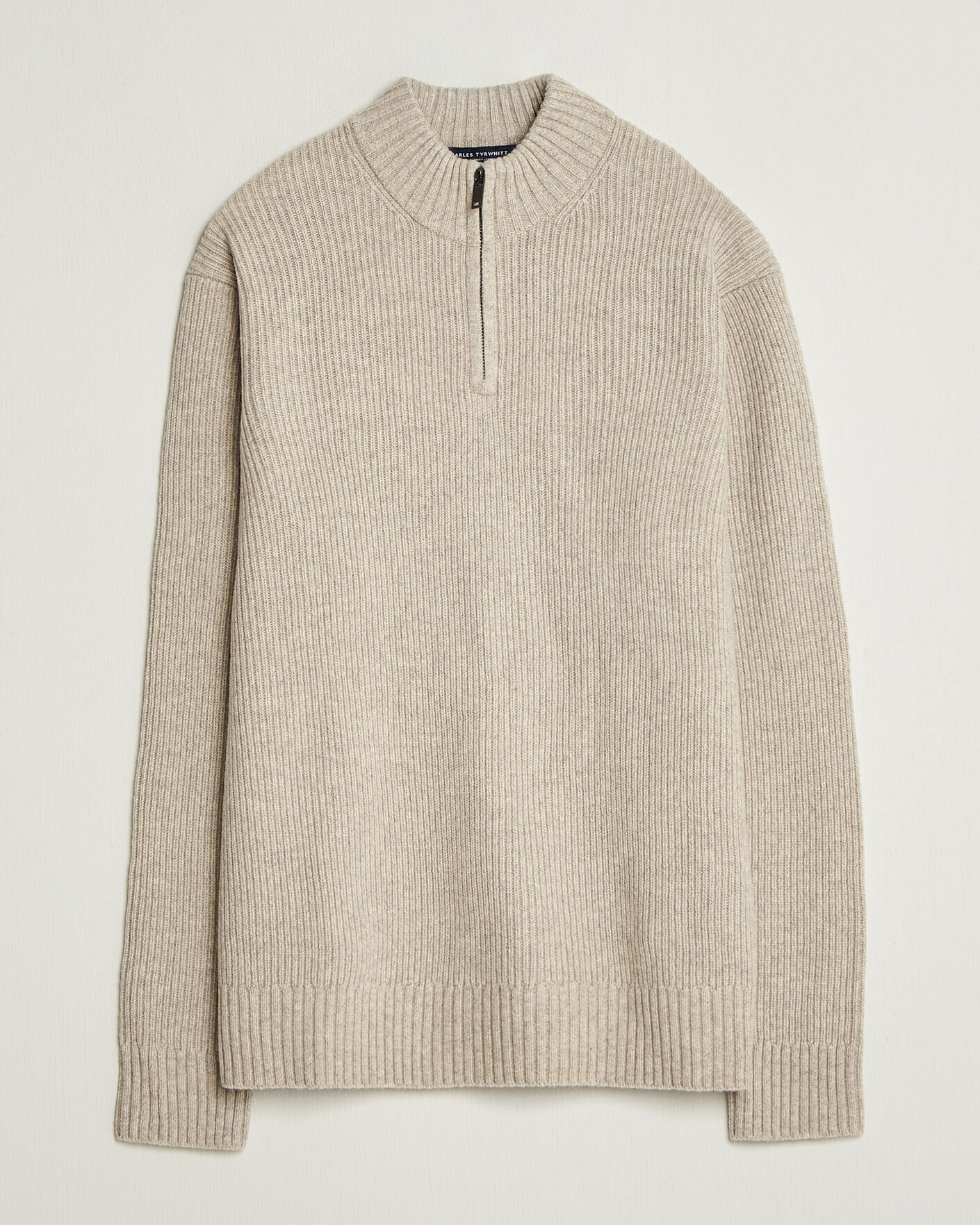 Homme | Pulls Et Tricots | Charles Tyrwhitt | Chunky Merino Zip Neck Oat