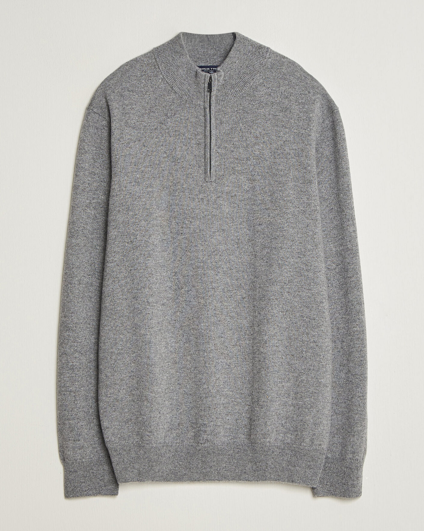Homme | Pulls Et Tricots | Charles Tyrwhitt | Pure Cashmere Zip Neck Jumper Grey