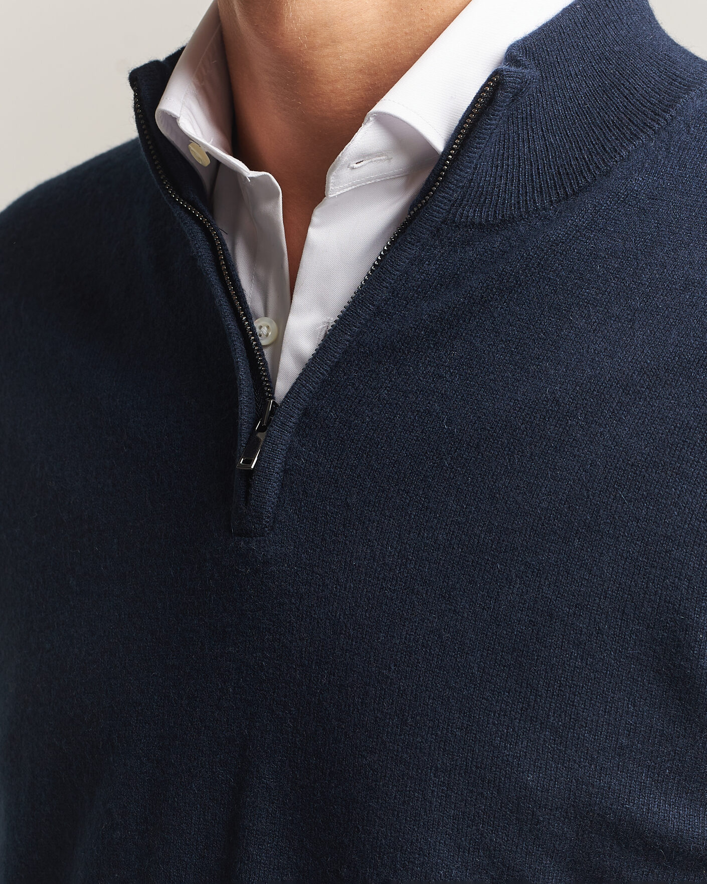 Homme | Pulls Et Tricots | Charles Tyrwhitt | Pure Cashmere Zip Neck Jumper Navy
