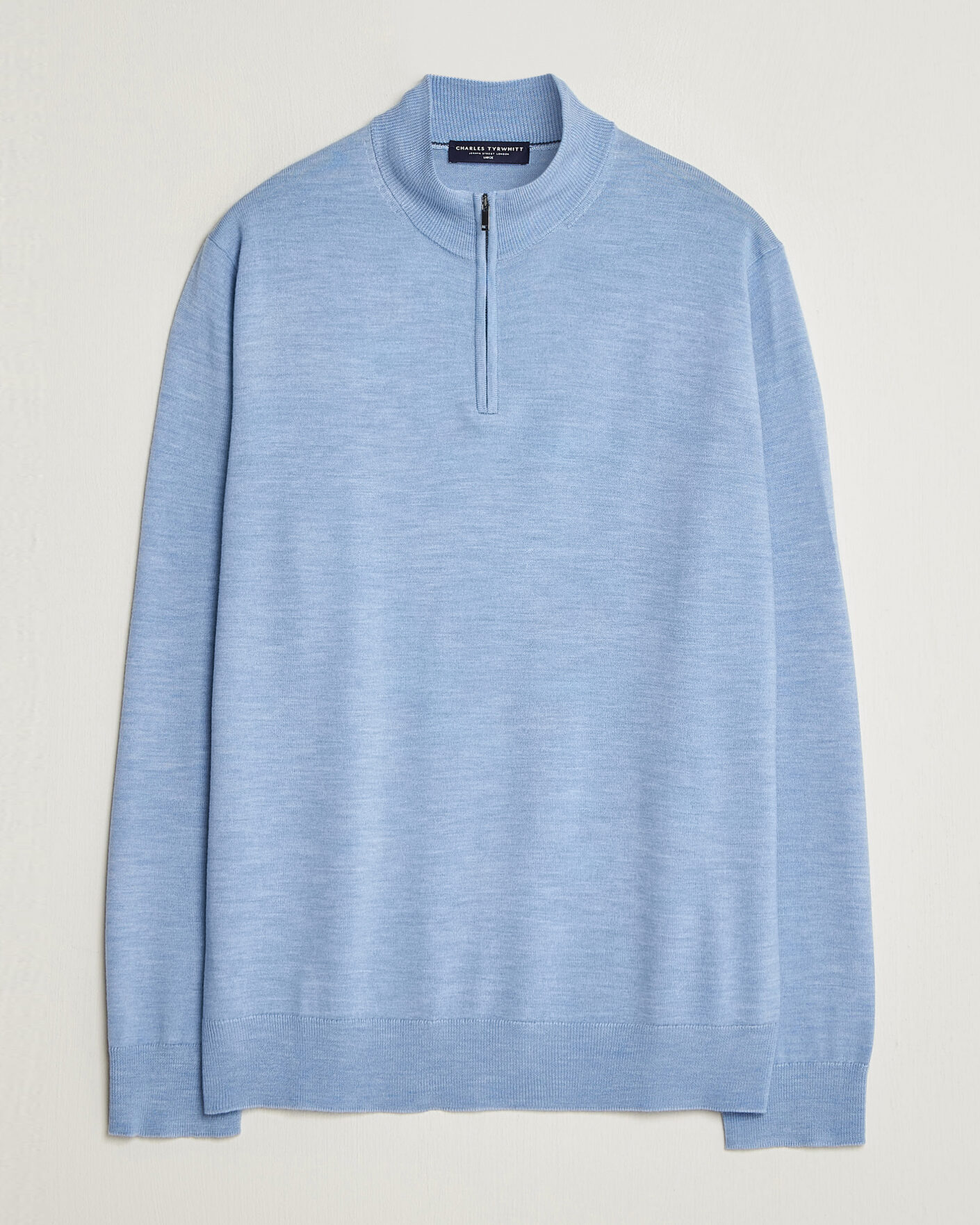 Homme | Pulls Et Tricots | Charles Tyrwhitt | Pure Merino Zip Neck Jumper Cornflower Blue