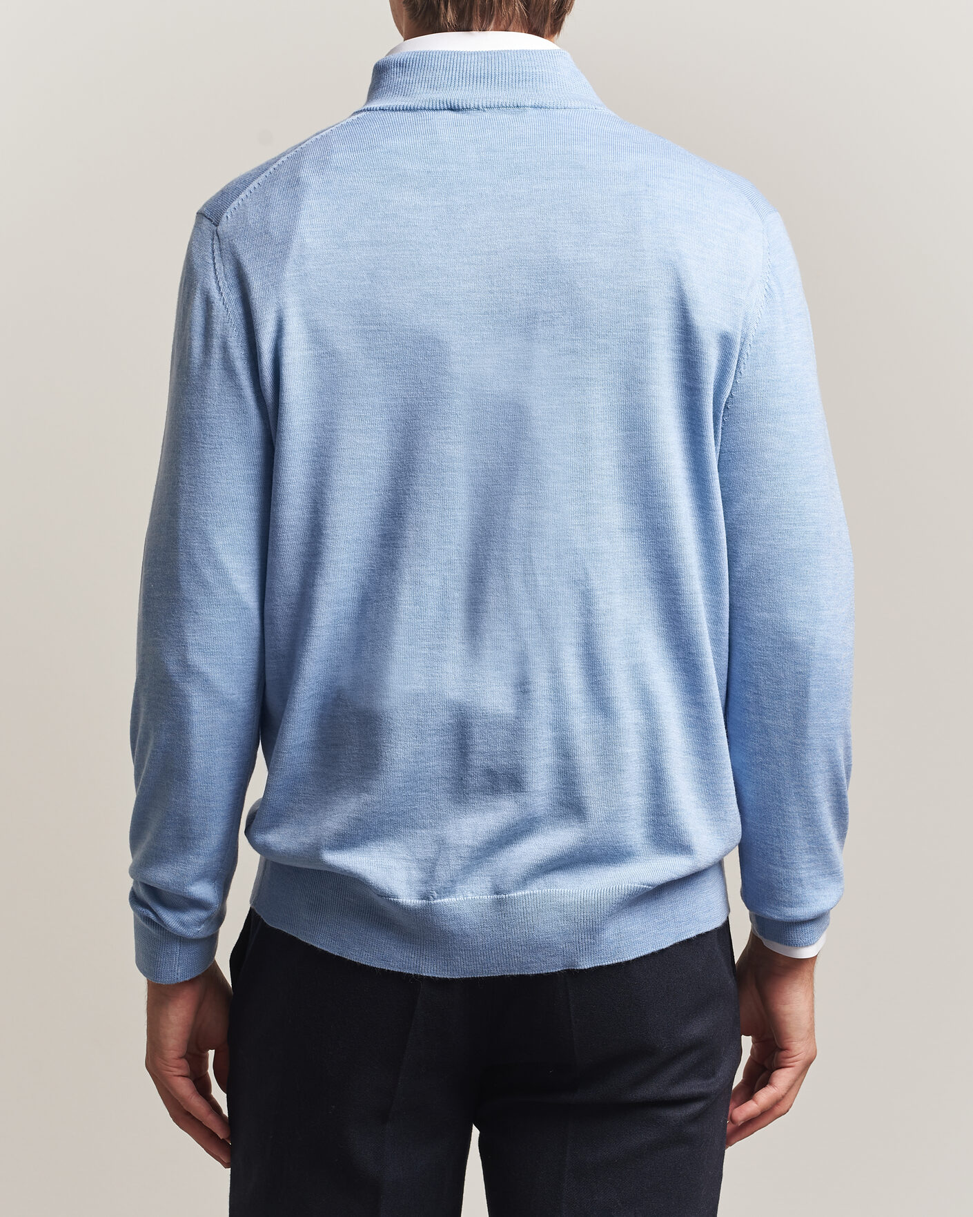 Homme | Pulls Et Tricots | Charles Tyrwhitt | Pure Merino Zip Neck Jumper Cornflower Blue