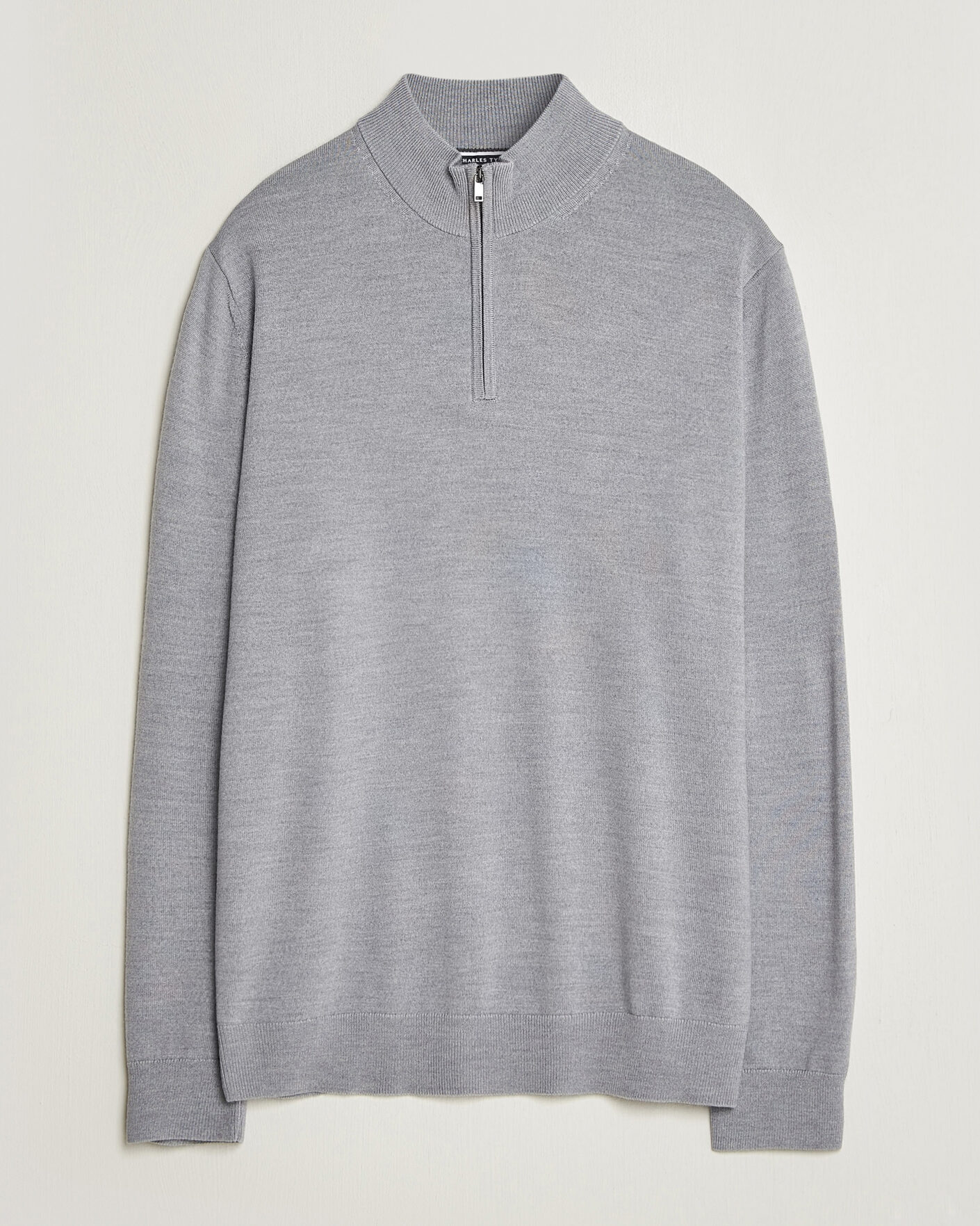 Homme | Pulls Et Tricots | Charles Tyrwhitt | Pure Merino Zip Neck Jumper Light Grey