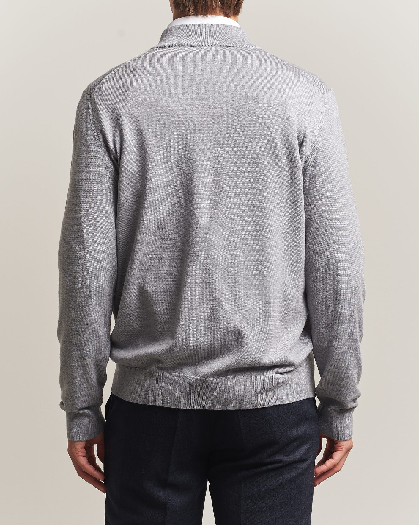Homme | Pulls Et Tricots | Charles Tyrwhitt | Pure Merino Zip Neck Jumper Light Grey