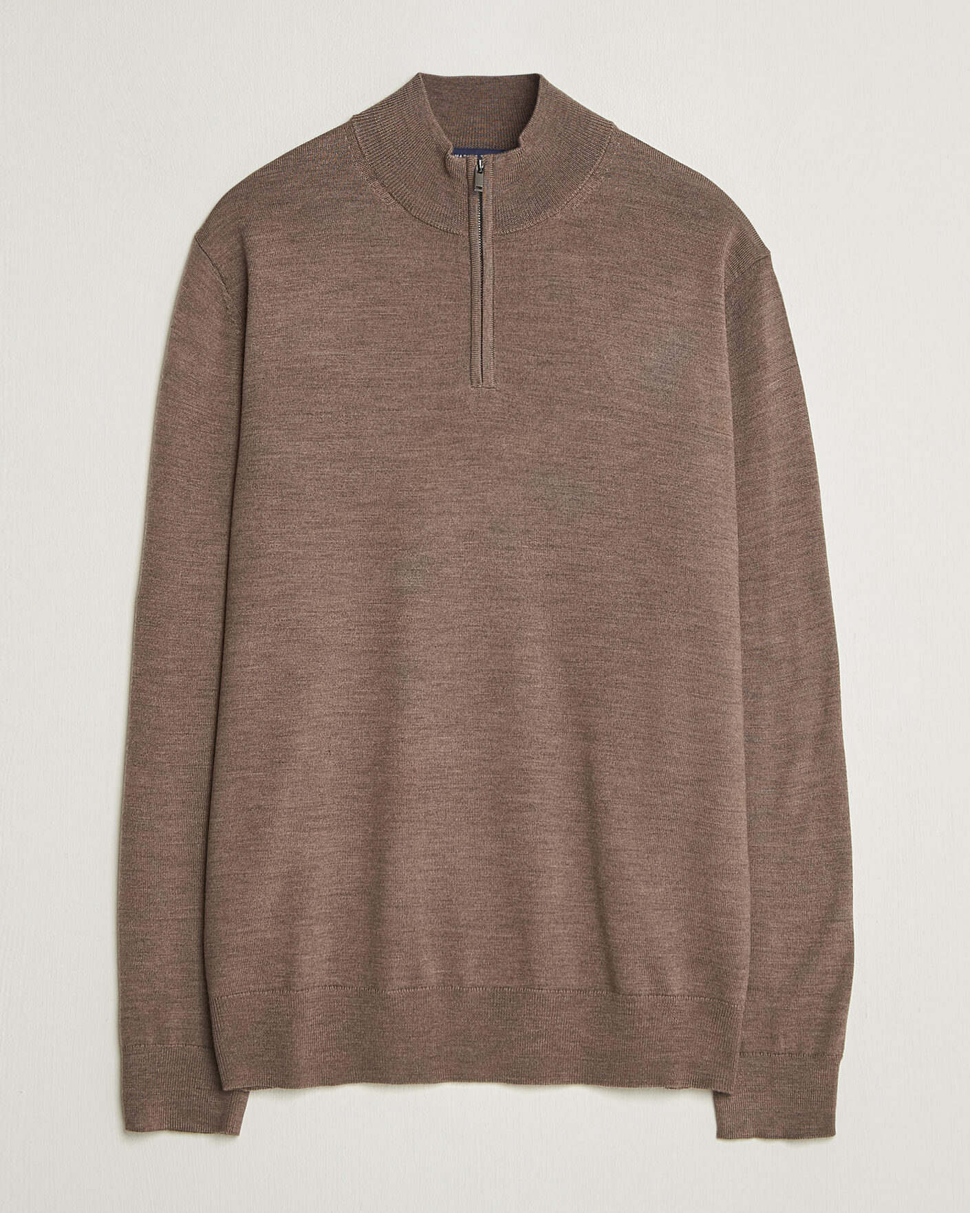 Homme | Pulls Et Tricots | Charles Tyrwhitt | Pure Merino Zip Neck Jumper Mocha