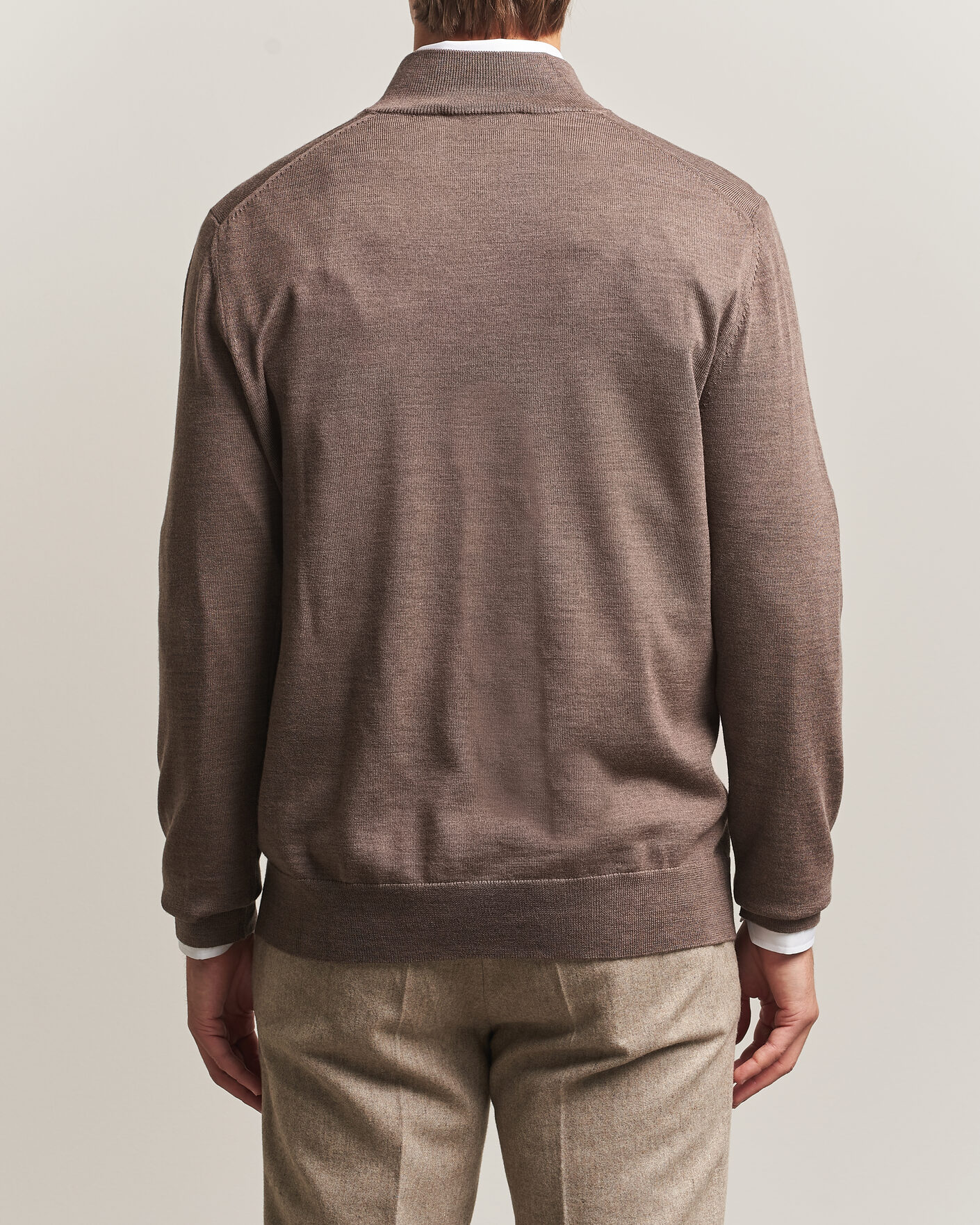 Homme | Pulls Et Tricots | Charles Tyrwhitt | Pure Merino Zip Neck Jumper Mocha
