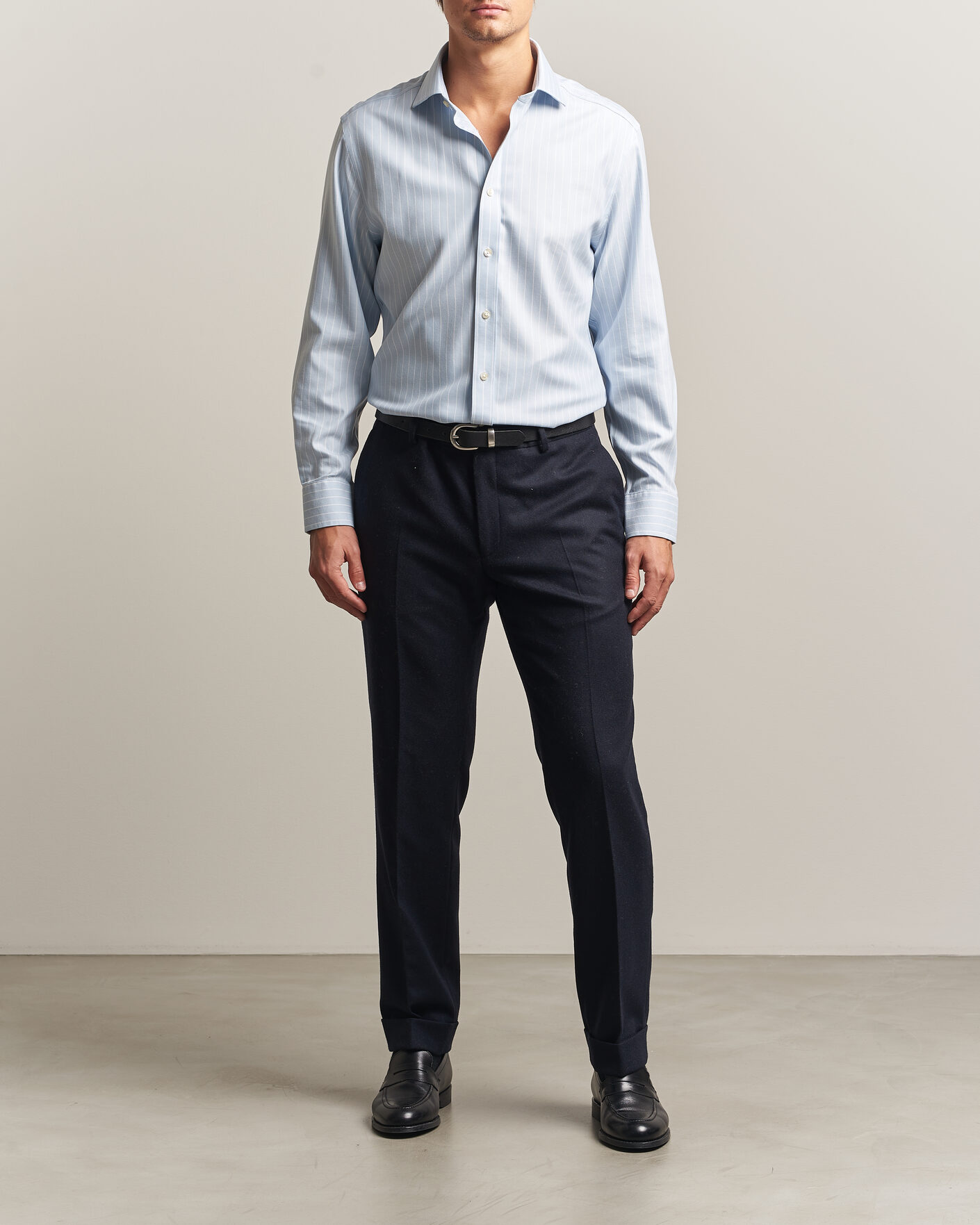 Homme | Chemises | Charles Tyrwhitt | Slim Fit Non Iron Herringbone Stripe Shirt Light Blue