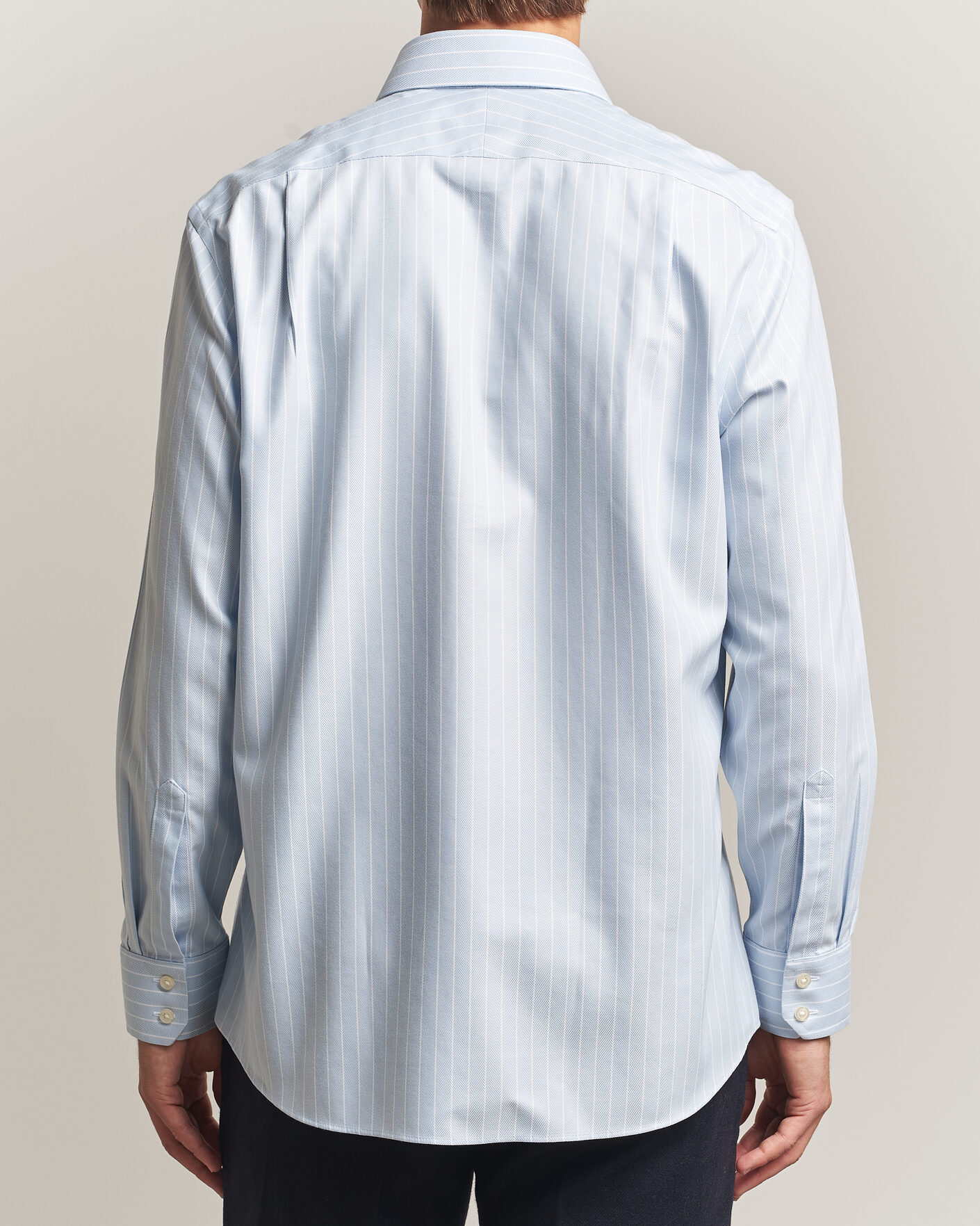Homme | Chemises | Charles Tyrwhitt | Slim Fit Non Iron Herringbone Stripe Shirt Light Blue