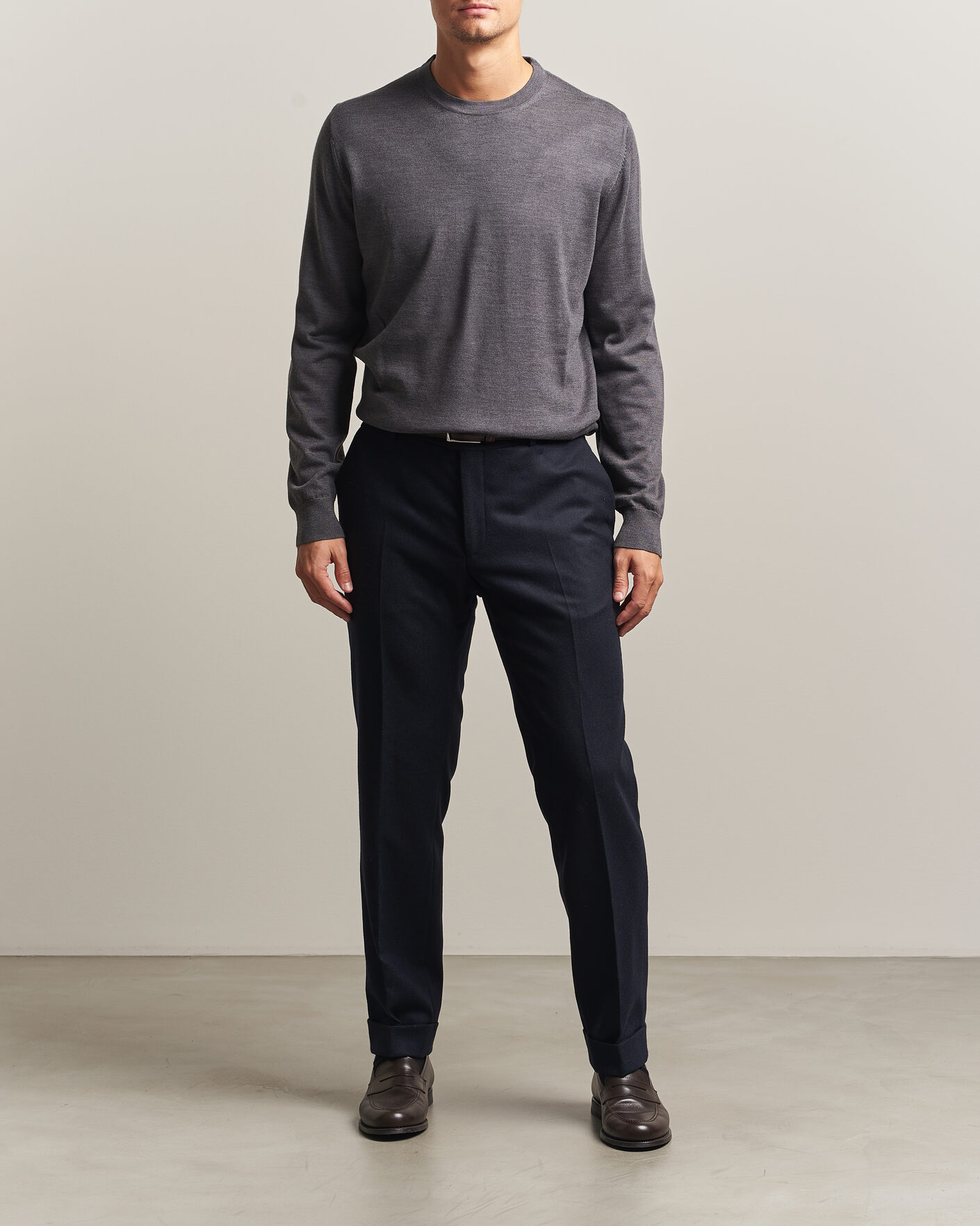 Homme | Pulls Et Tricots | Charles Tyrwhitt | Pure Merino Crew Neck Jumper Grey