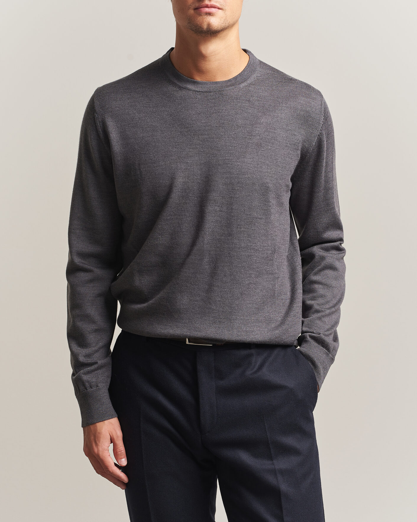 Homme | Pulls Et Tricots | Charles Tyrwhitt | Pure Merino Crew Neck Jumper Grey