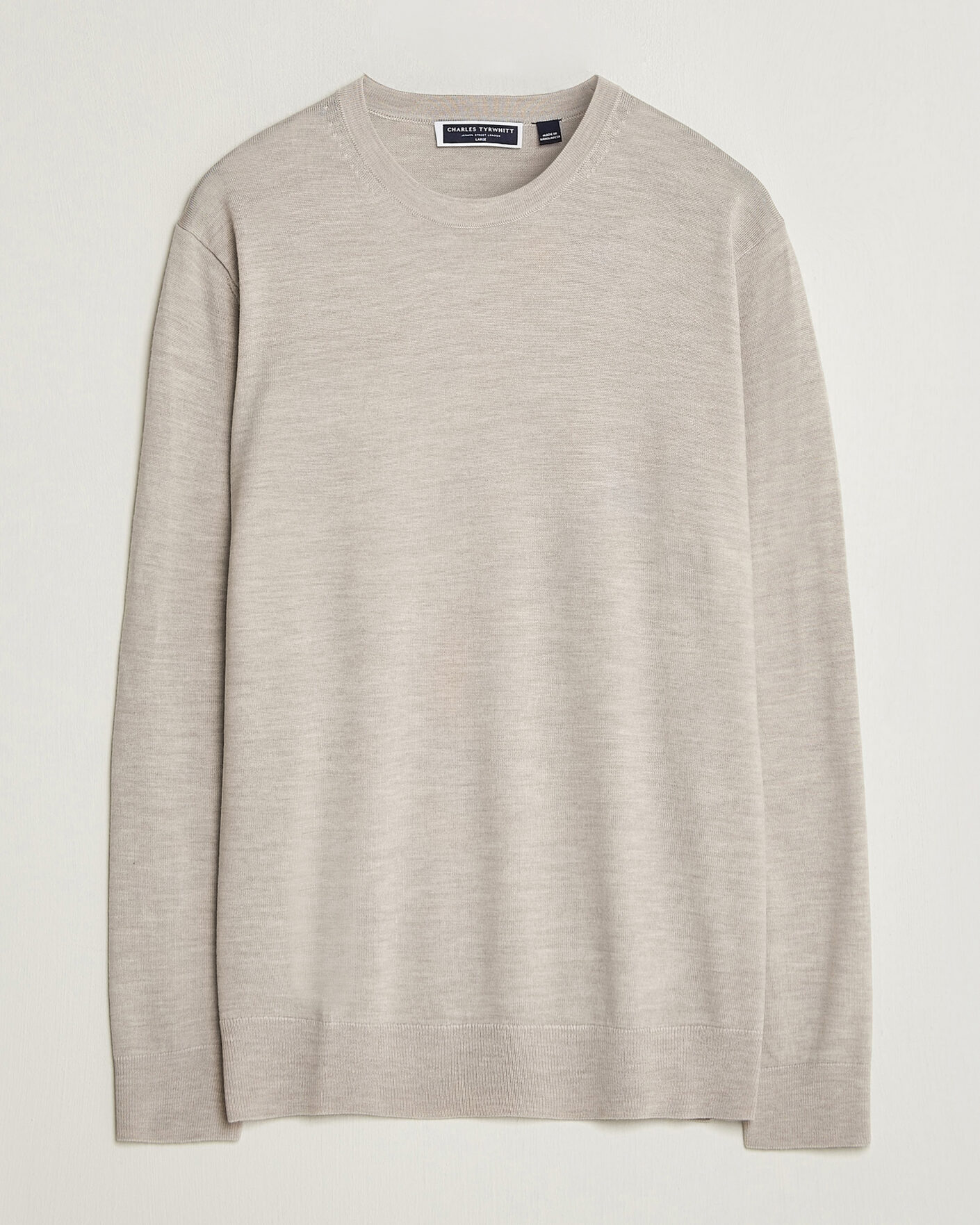 Homme | Pulls Et Tricots | Charles Tyrwhitt | Pure Merino Crew Neck Jumper Limestone