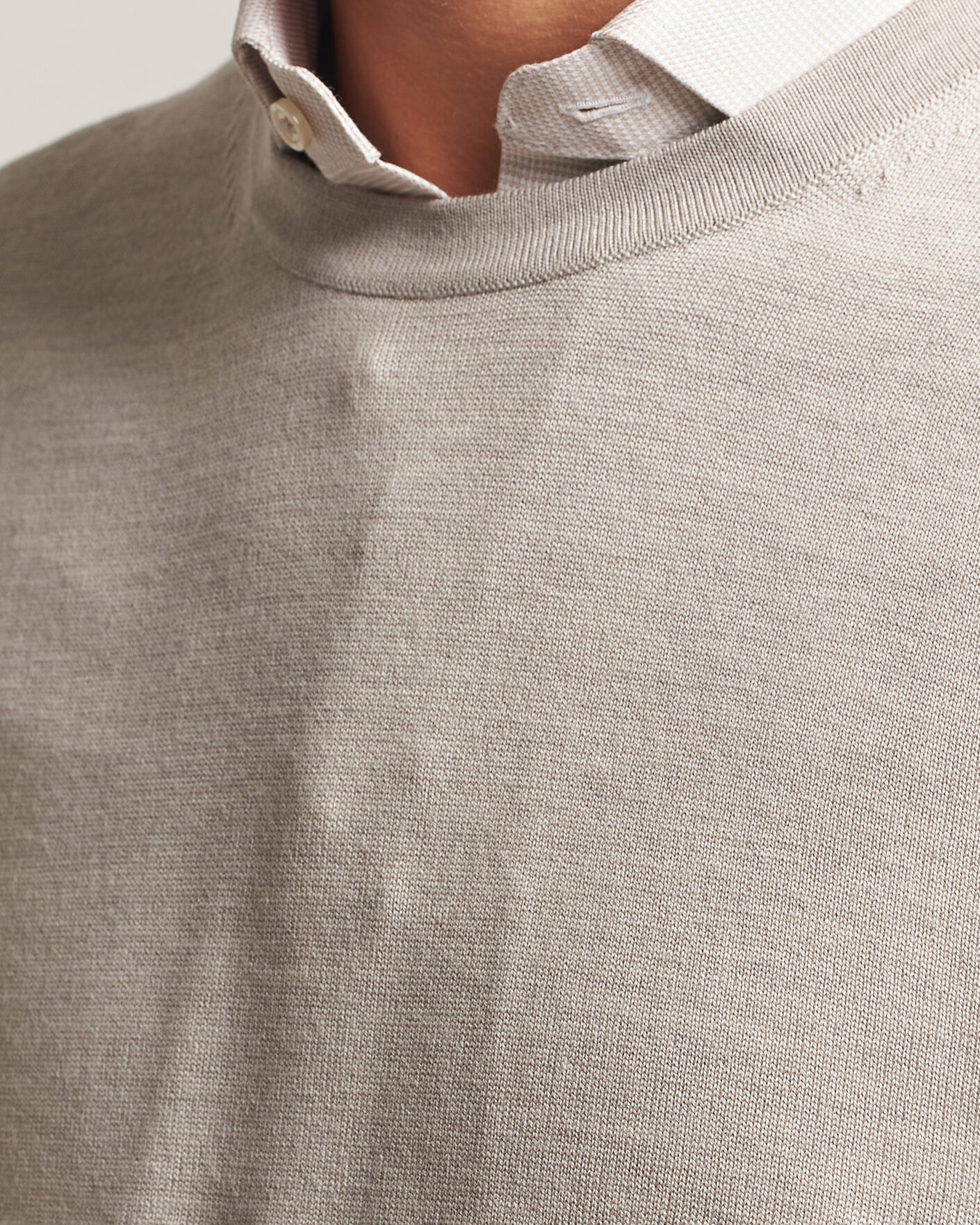 Homme | Pulls Et Tricots | Charles Tyrwhitt | Pure Merino Crew Neck Jumper Limestone