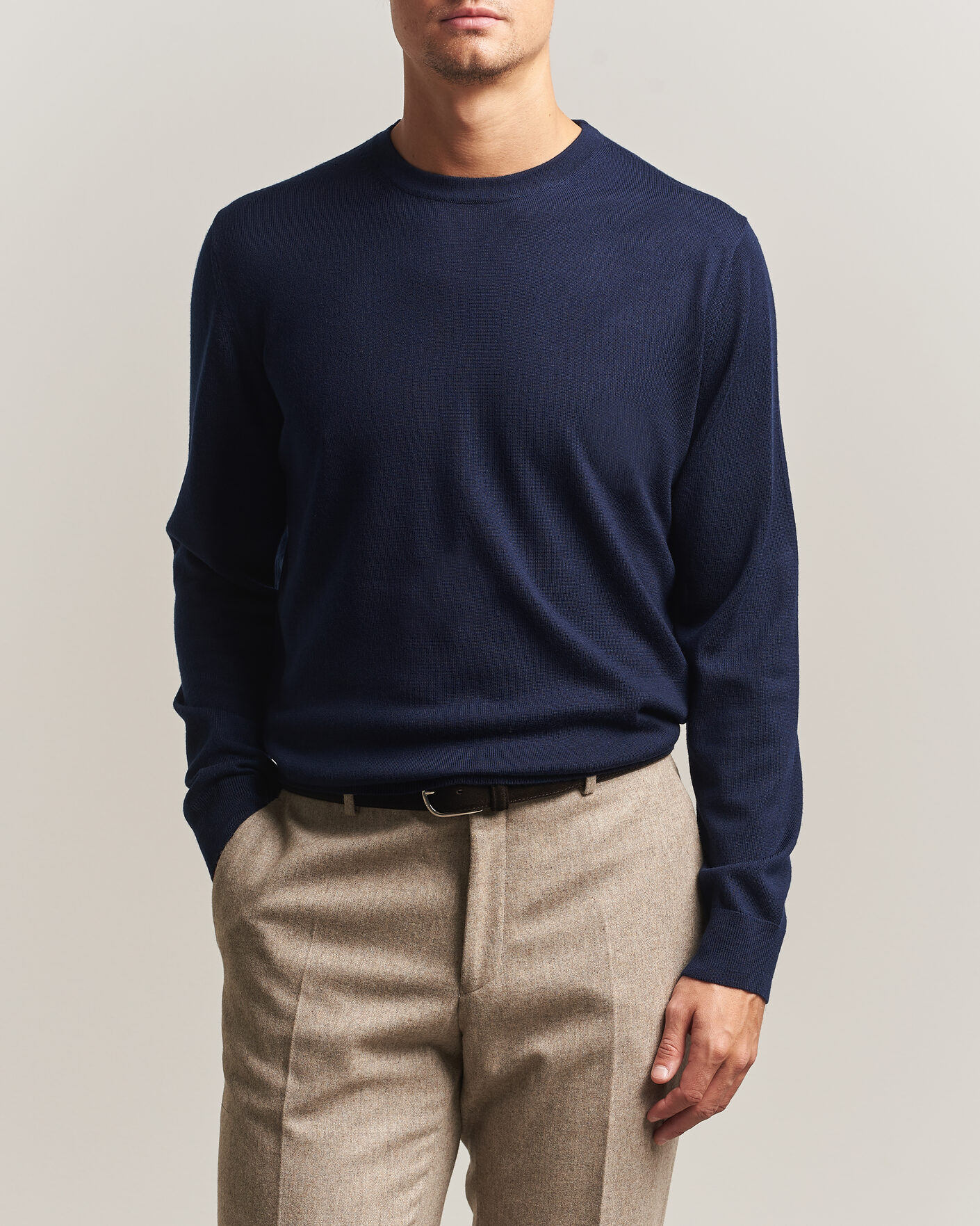 Homme | Pulls Et Tricots | Charles Tyrwhitt | Pure Merino Crew Neck Jumper Navy