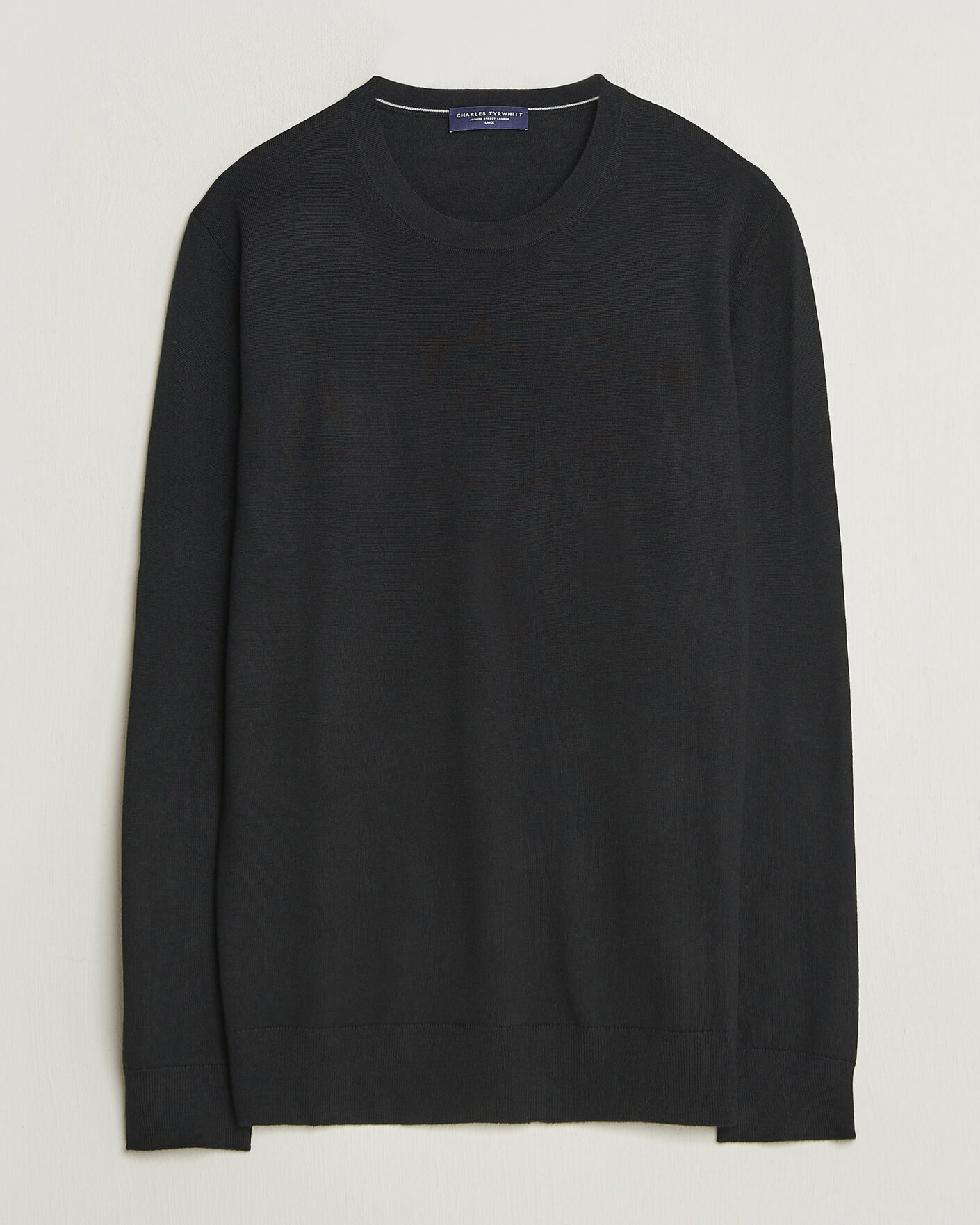 Homme | Pulls Et Tricots | Charles Tyrwhitt | Pure Merino Crew Neck Jumper Black
