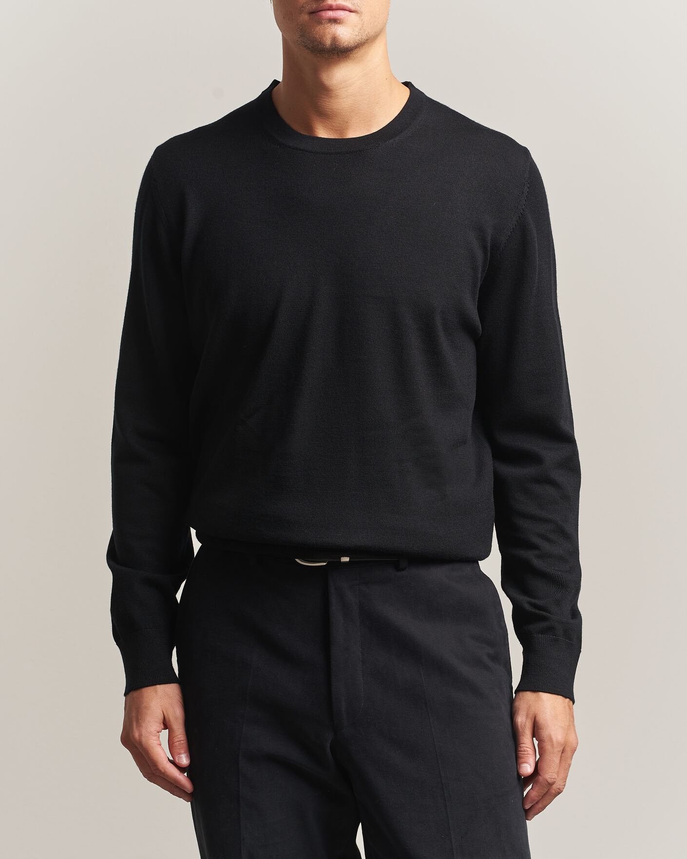Homme | Pulls Et Tricots | Charles Tyrwhitt | Pure Merino Crew Neck Jumper Black