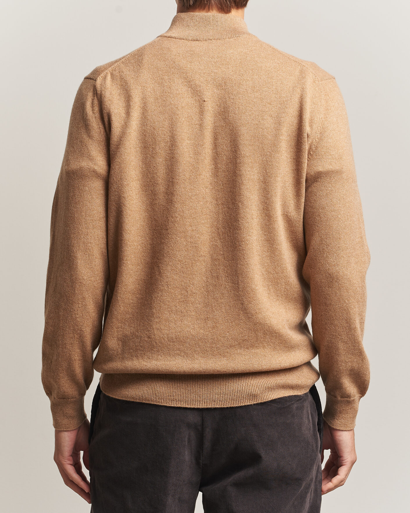 Homme | Pulls Et Tricots | Charles Tyrwhitt | Pure Cashmere Zip Neck Jumper Tan
