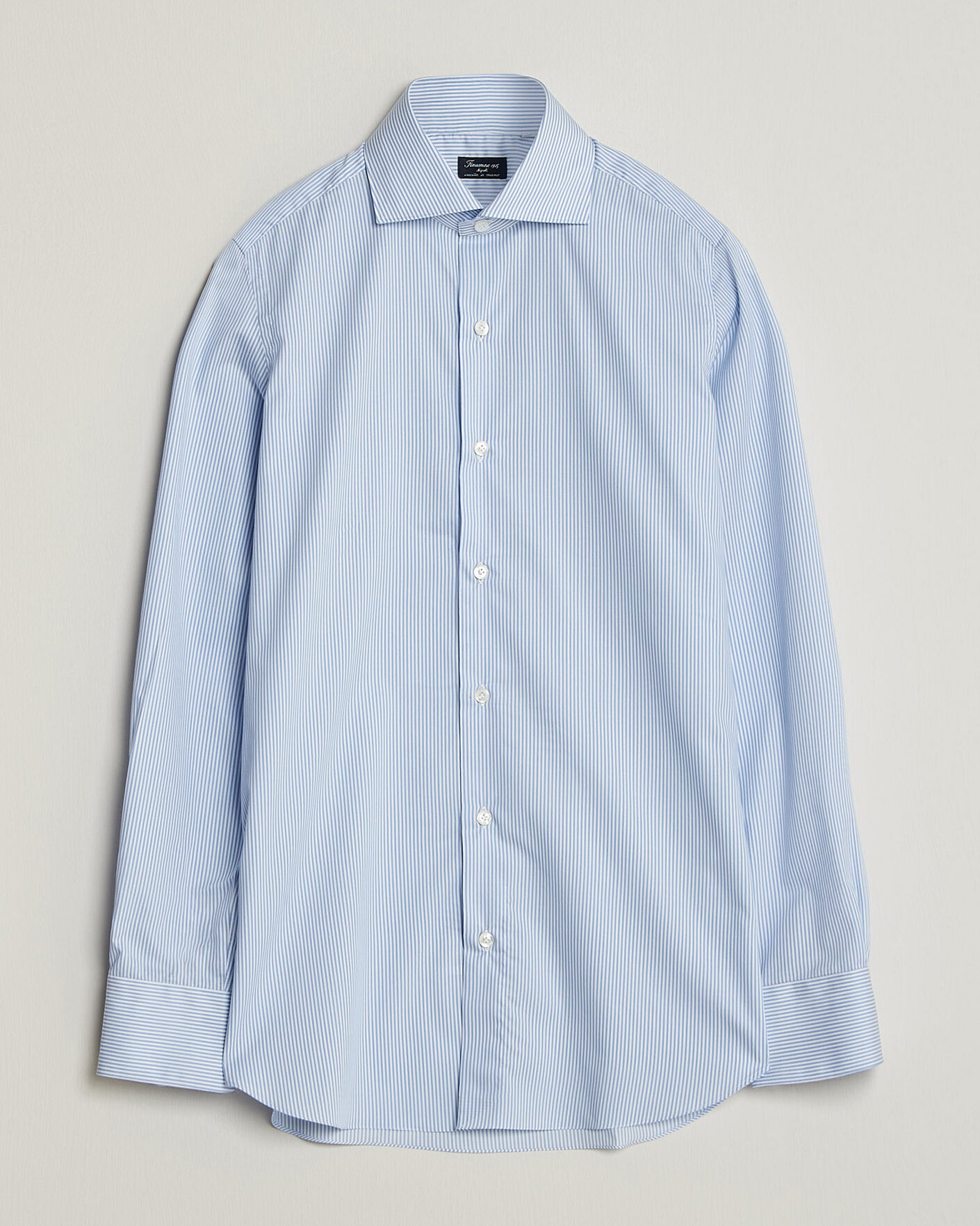 Homme | Chemises | Finamore Napoli | Milano Slim Traveller Cotton Shirt Blue Stripe