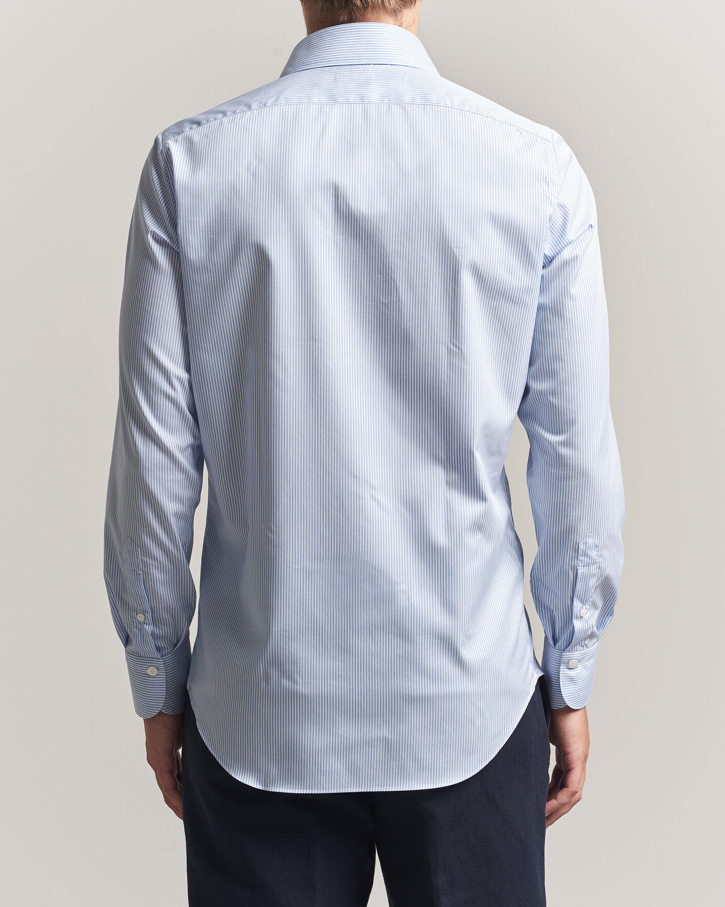 Homme | Chemises | Finamore Napoli | Milano Slim Traveller Cotton Shirt Blue Stripe
