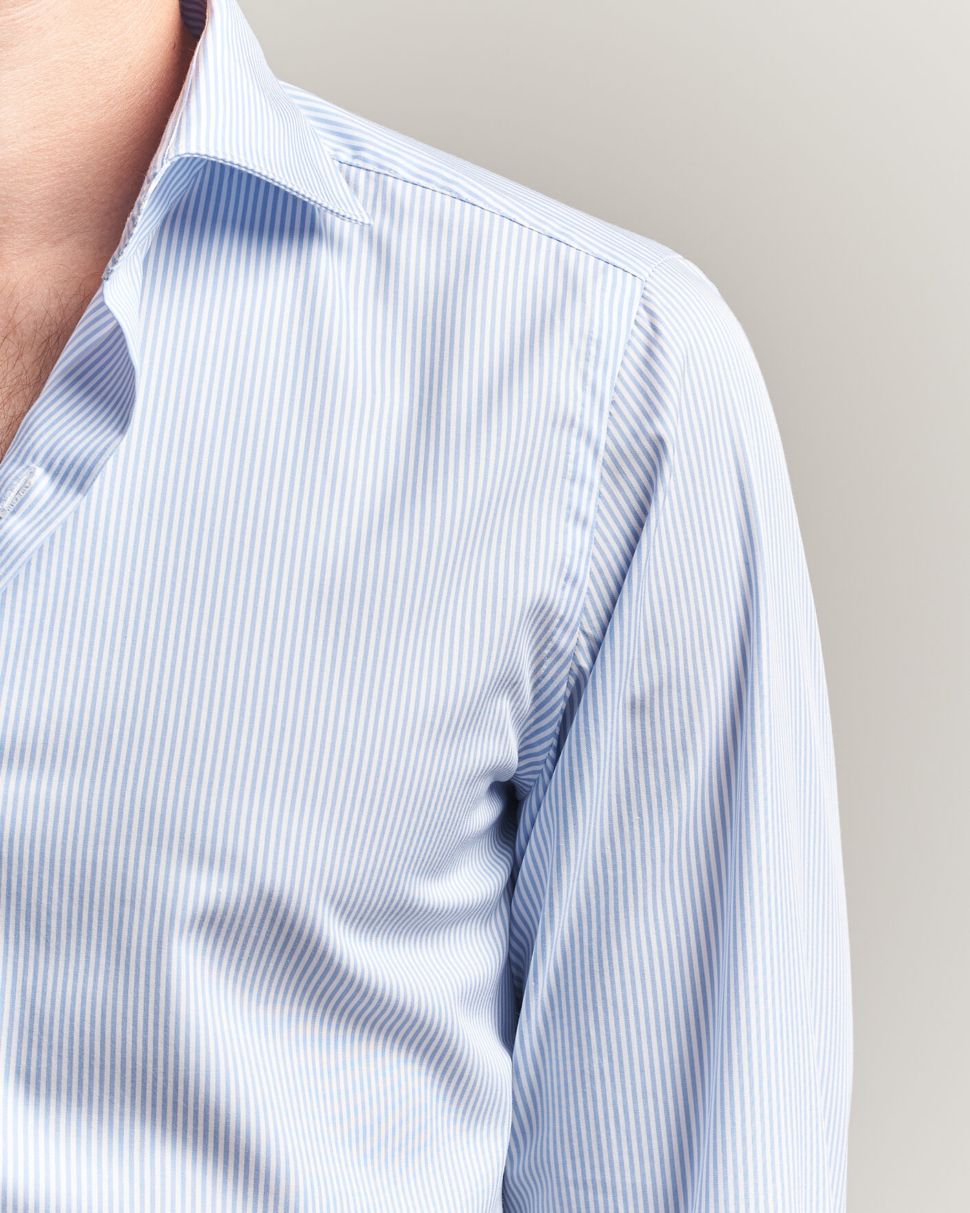 Homme | Chemises | Finamore Napoli | Milano Slim Traveller Cotton Shirt Blue Stripe