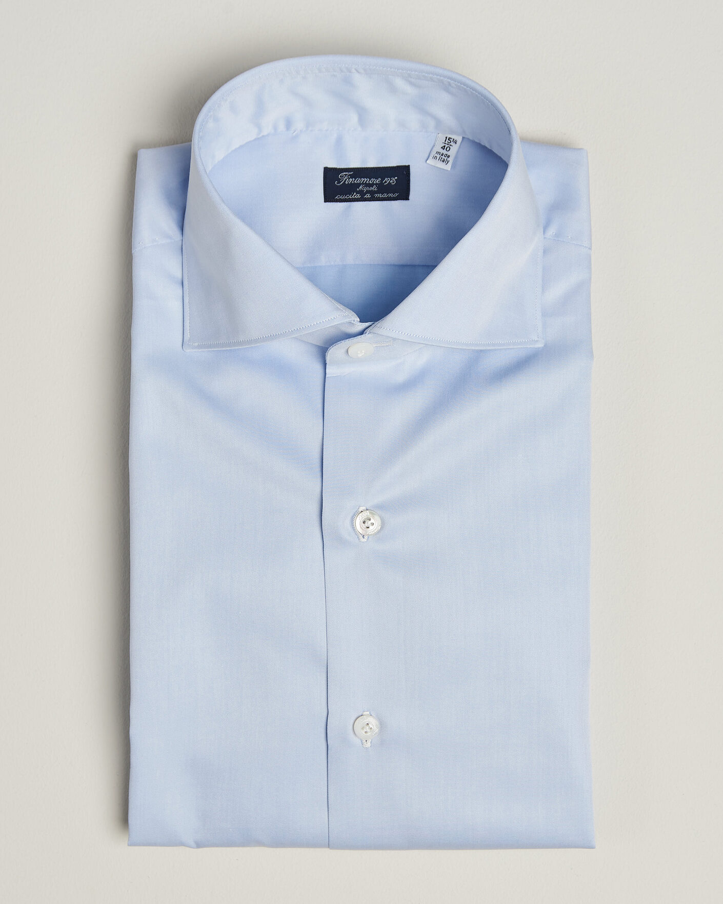 Homme | Chemises | Finamore Napoli | Milano Slim Traveller Cotton Shirt Light Blue