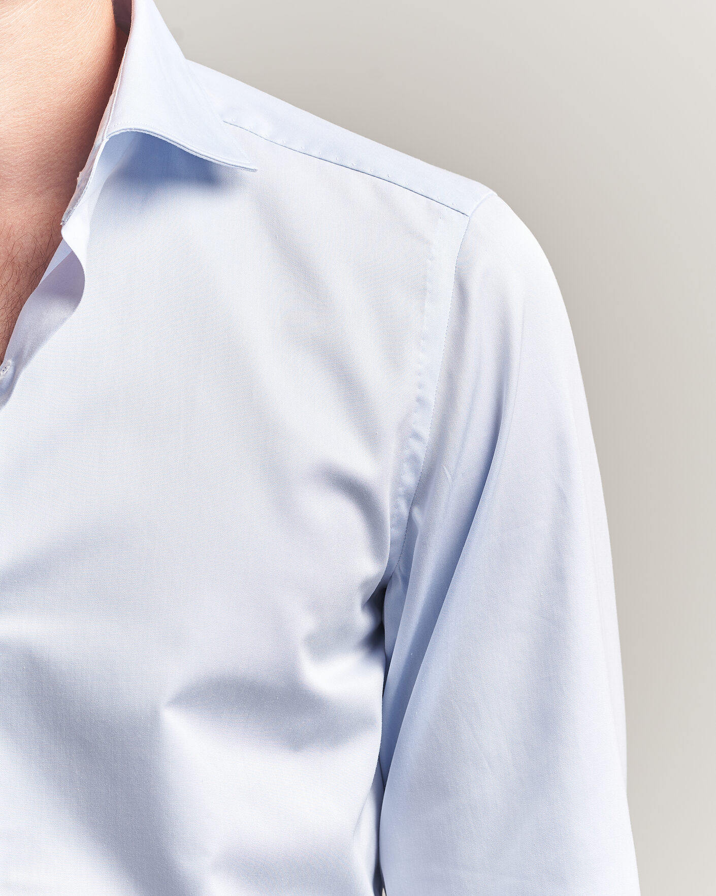 Homme | Chemises | Finamore Napoli | Milano Slim Traveller Cotton Shirt Light Blue