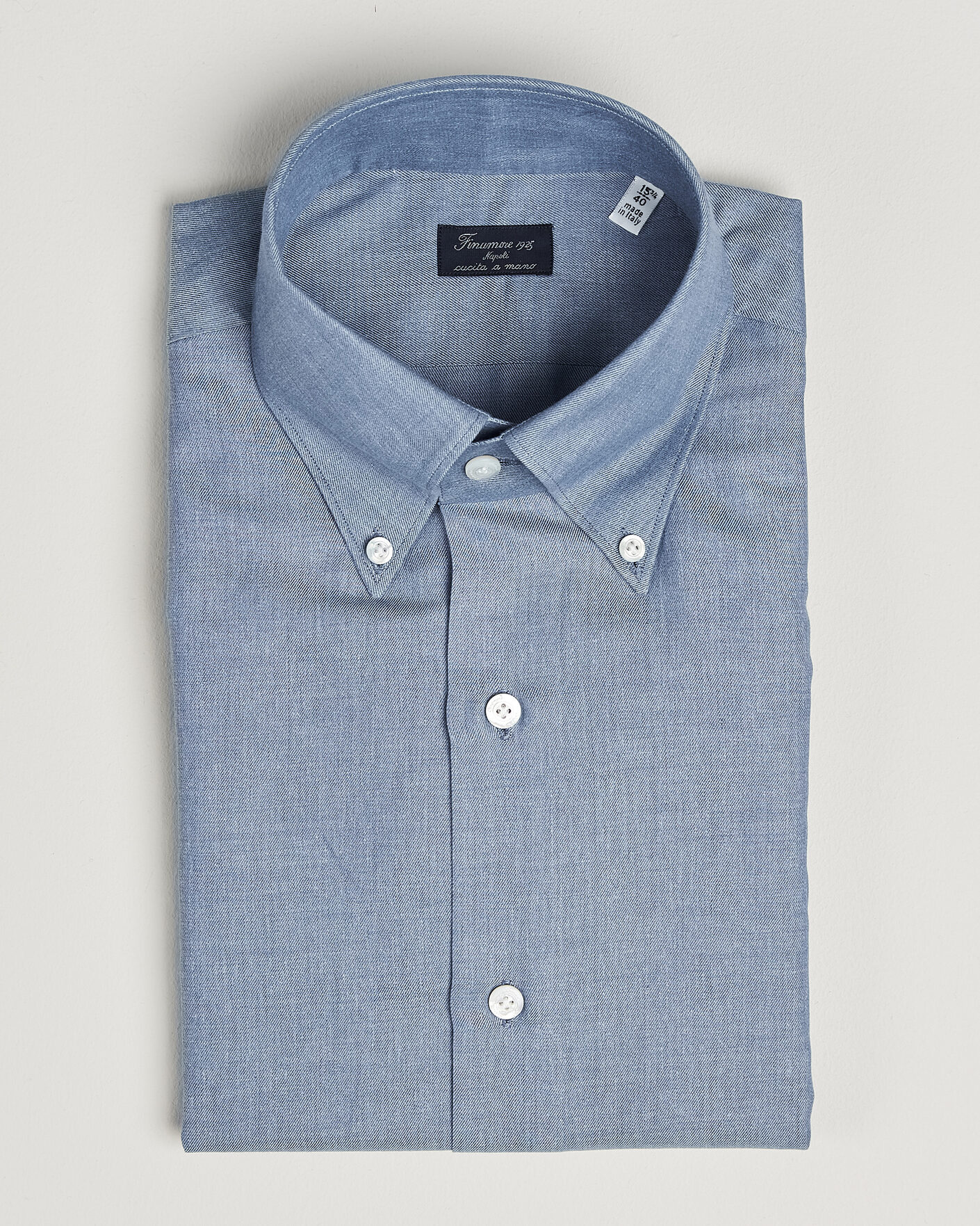 Homme | Chemises | Finamore Napoli | Milano Slim Cashmere BD Shirt Light Blue