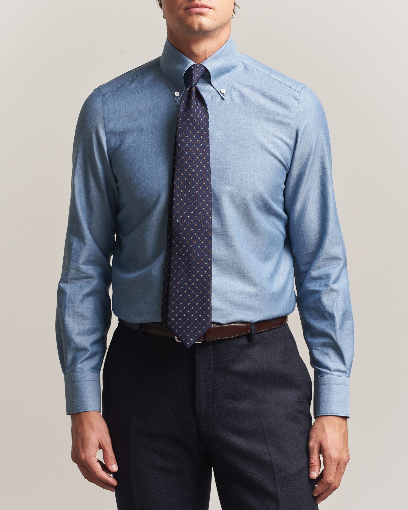 Homme | Chemises | Finamore Napoli | Milano Slim Cashmere BD Shirt Light Blue