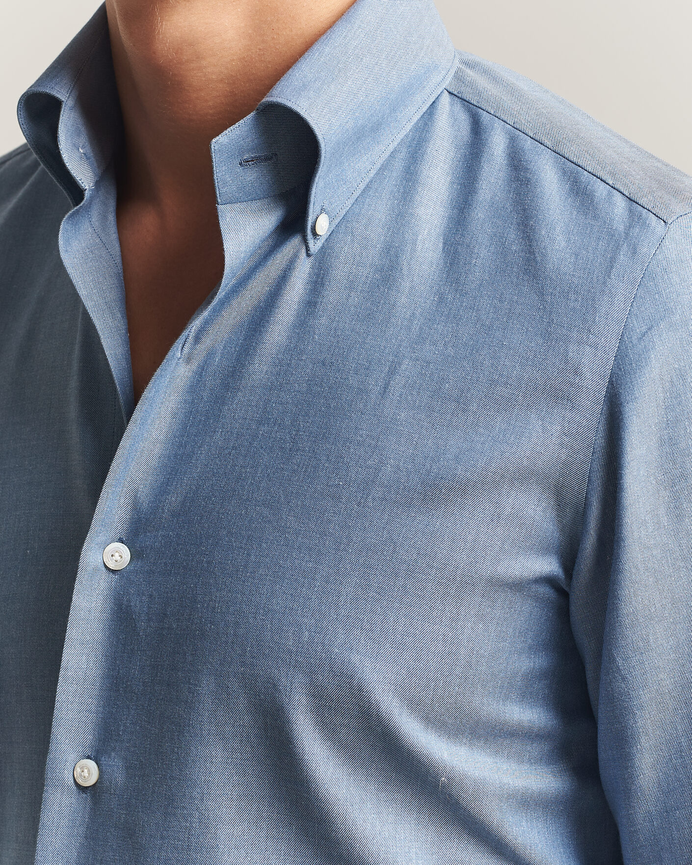 Homme | Chemises | Finamore Napoli | Milano Slim Cashmere BD Shirt Light Blue
