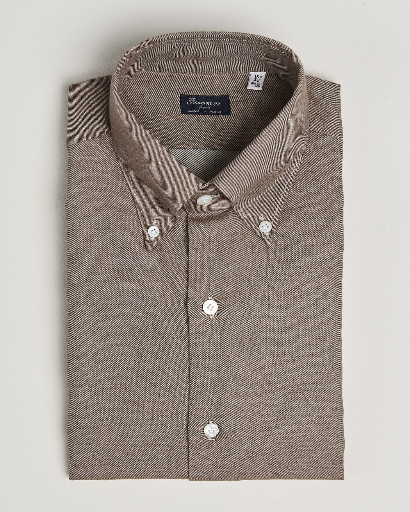 Homme | Chemises | Finamore Napoli | Milano Slim Cashmere BD Shirt Brown