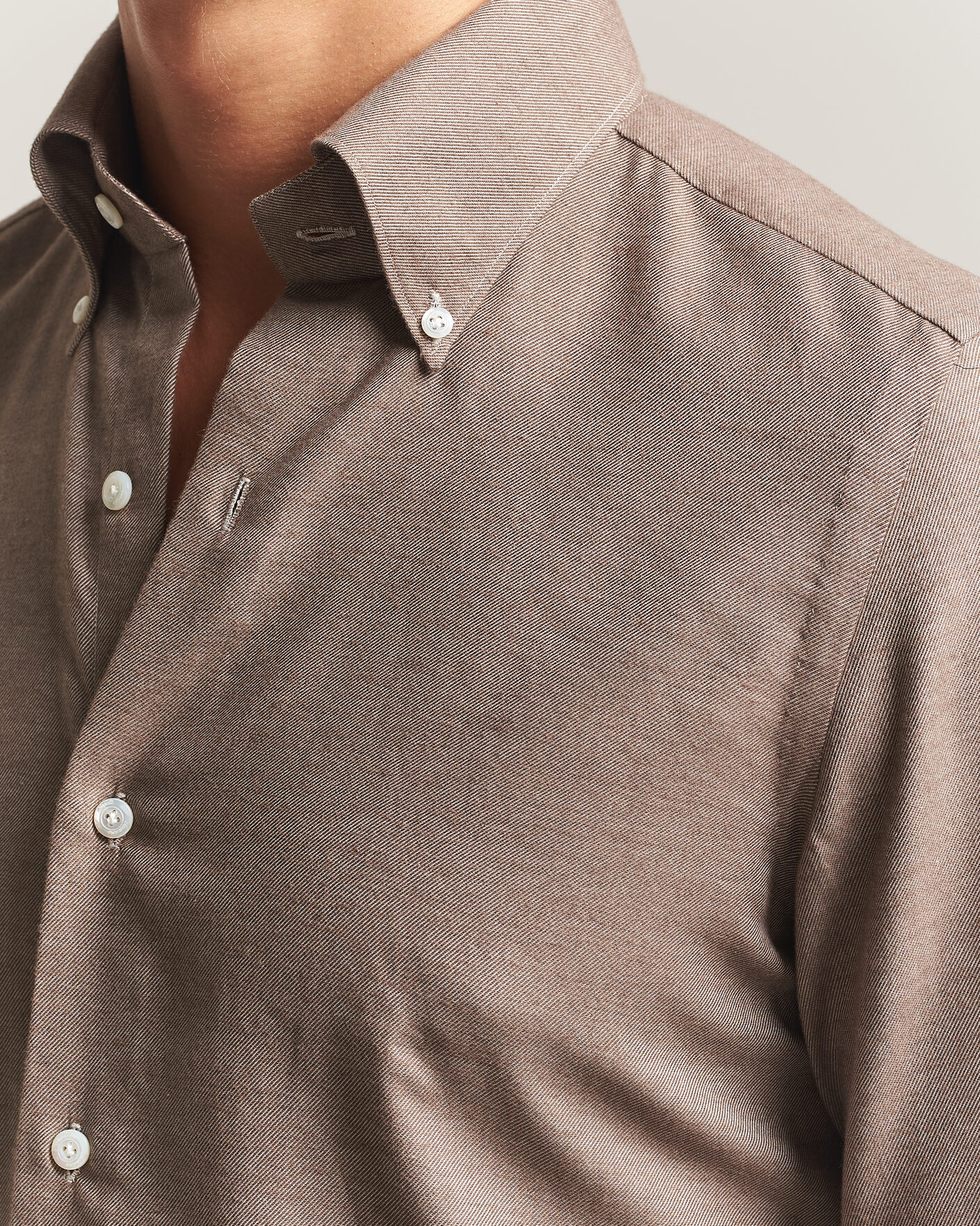 Homme | Chemises | Finamore Napoli | Milano Slim Cashmere BD Shirt Brown