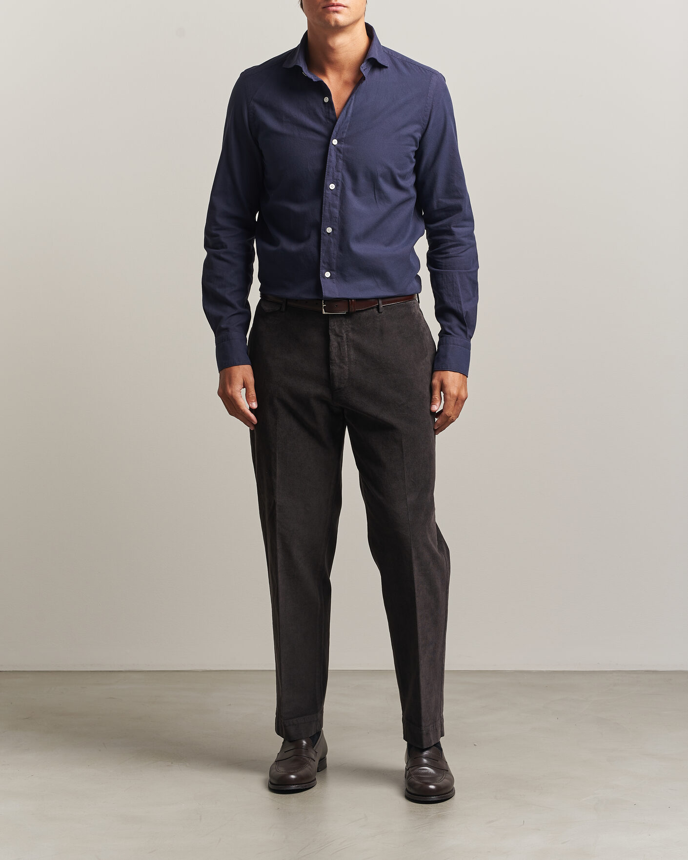 Homme | Chemises | Finamore Napoli | Gaeta Flannel Sport Shirt Navy