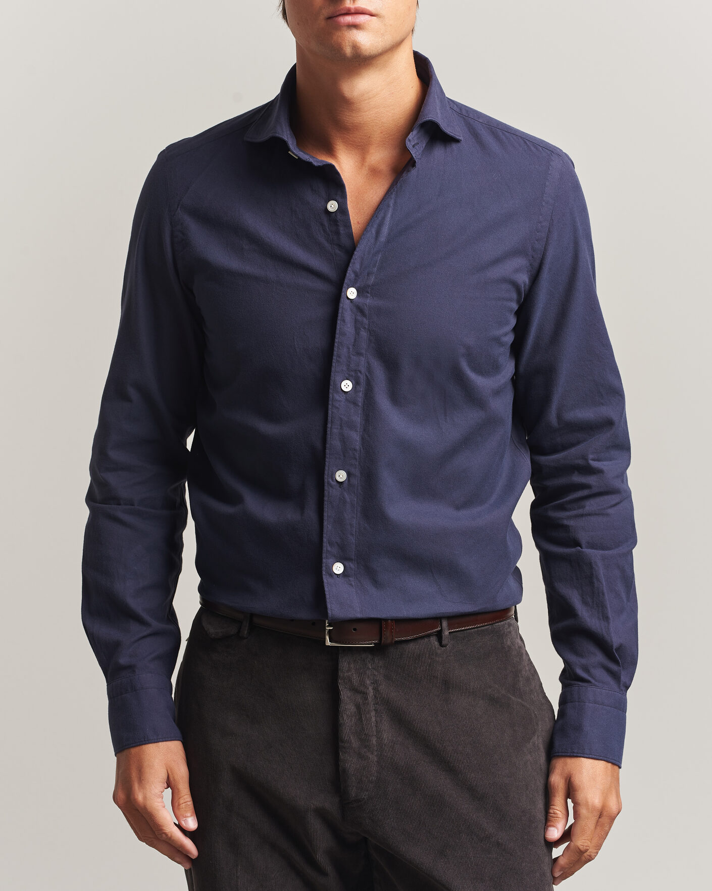 Homme | Chemises | Finamore Napoli | Gaeta Flannel Sport Shirt Navy