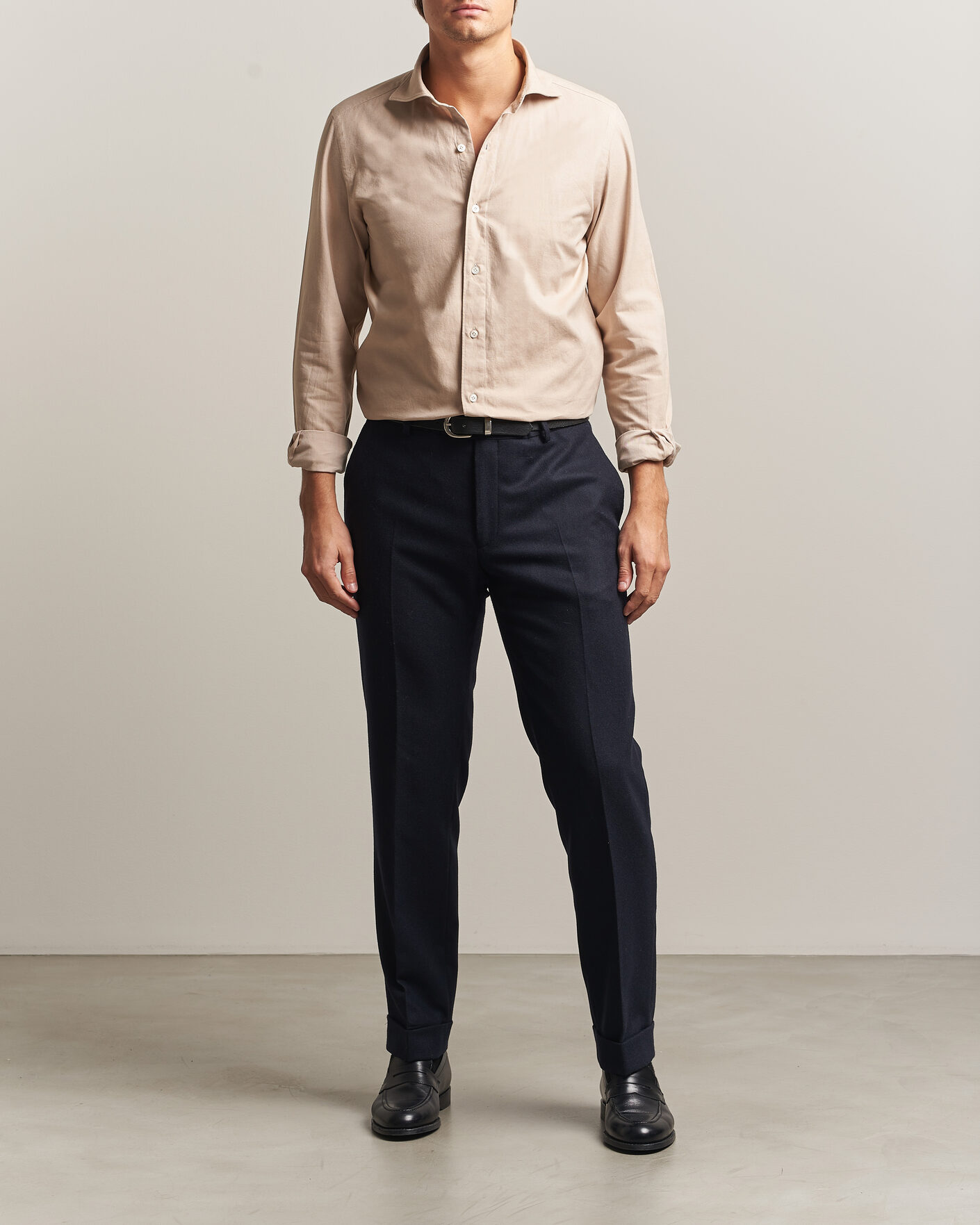 Homme | Chemises | Finamore Napoli | Gaeta Flannel Sport Shirt Beige