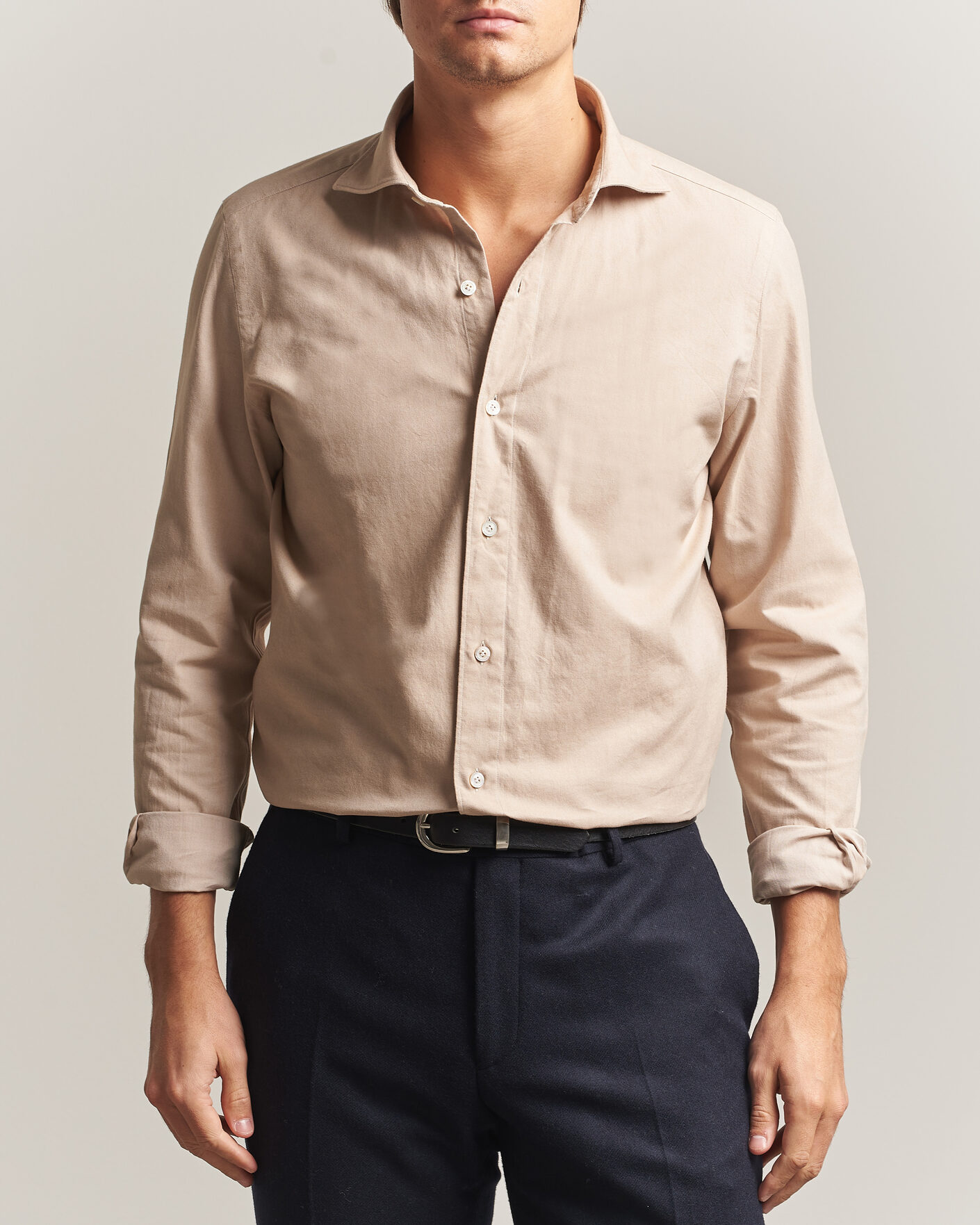 Homme | Chemises | Finamore Napoli | Gaeta Flannel Sport Shirt Beige