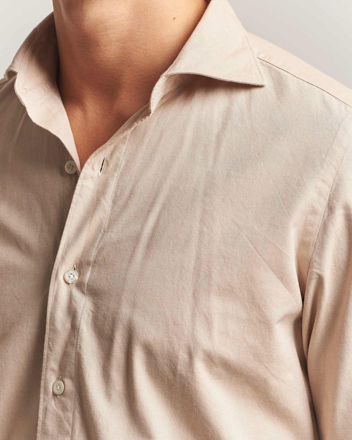 Homme | Chemises | Finamore Napoli | Gaeta Flannel Sport Shirt Beige