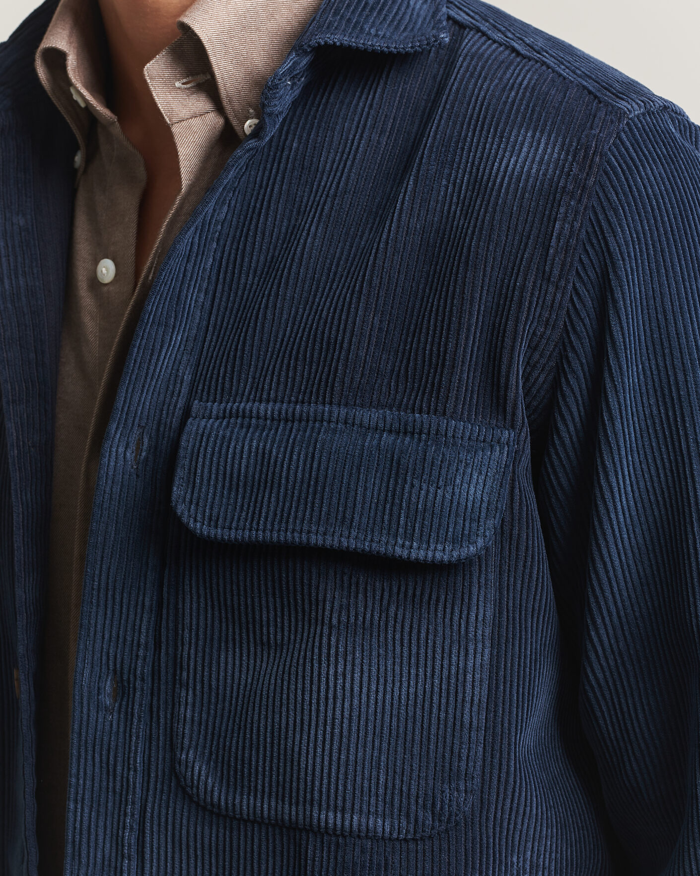 Homme | Chemises | Finamore Napoli | Garment Dyed Corduroy Overshirt Navy
