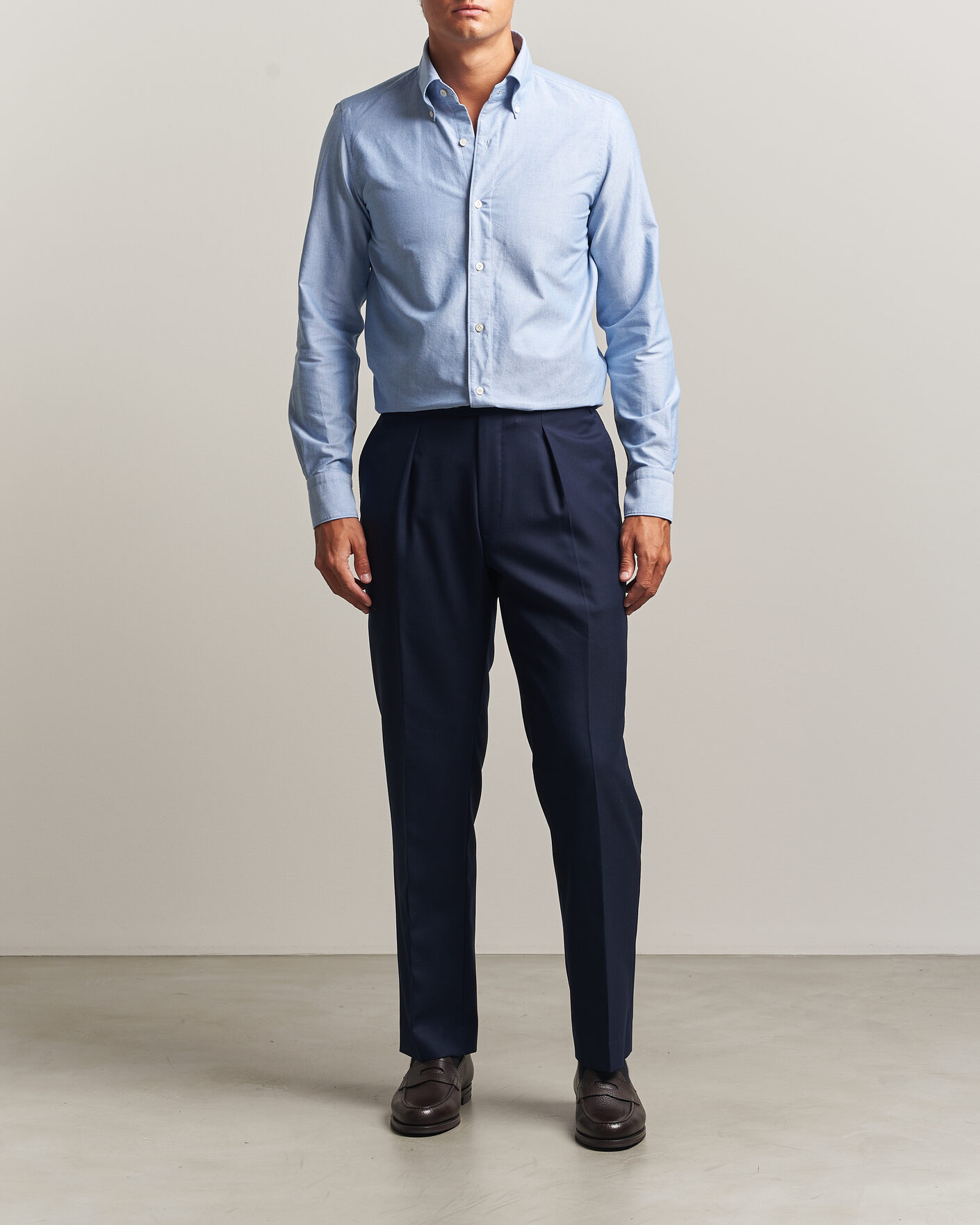 Homme | Chemises | Finamore Napoli | Gaeta Oxford Button Down Shirt Light Blue