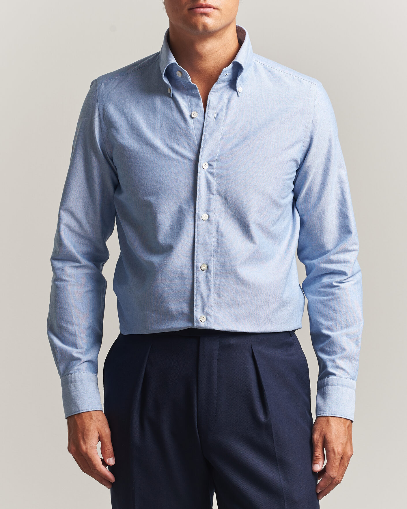 Homme | Chemises | Finamore Napoli | Gaeta Oxford Button Down Shirt Light Blue