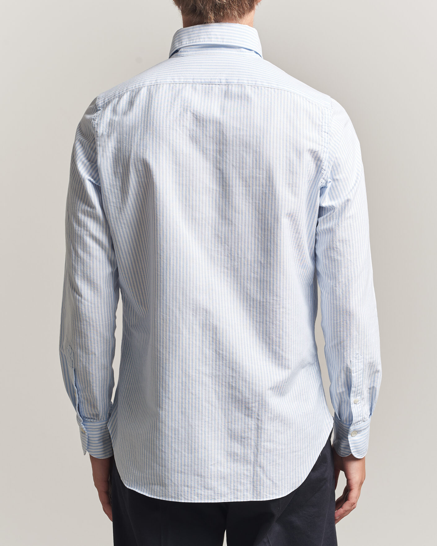 Homme | Chemises | Finamore Napoli | Gaeta Oxford Button Down Shirt Light Blue Stripe