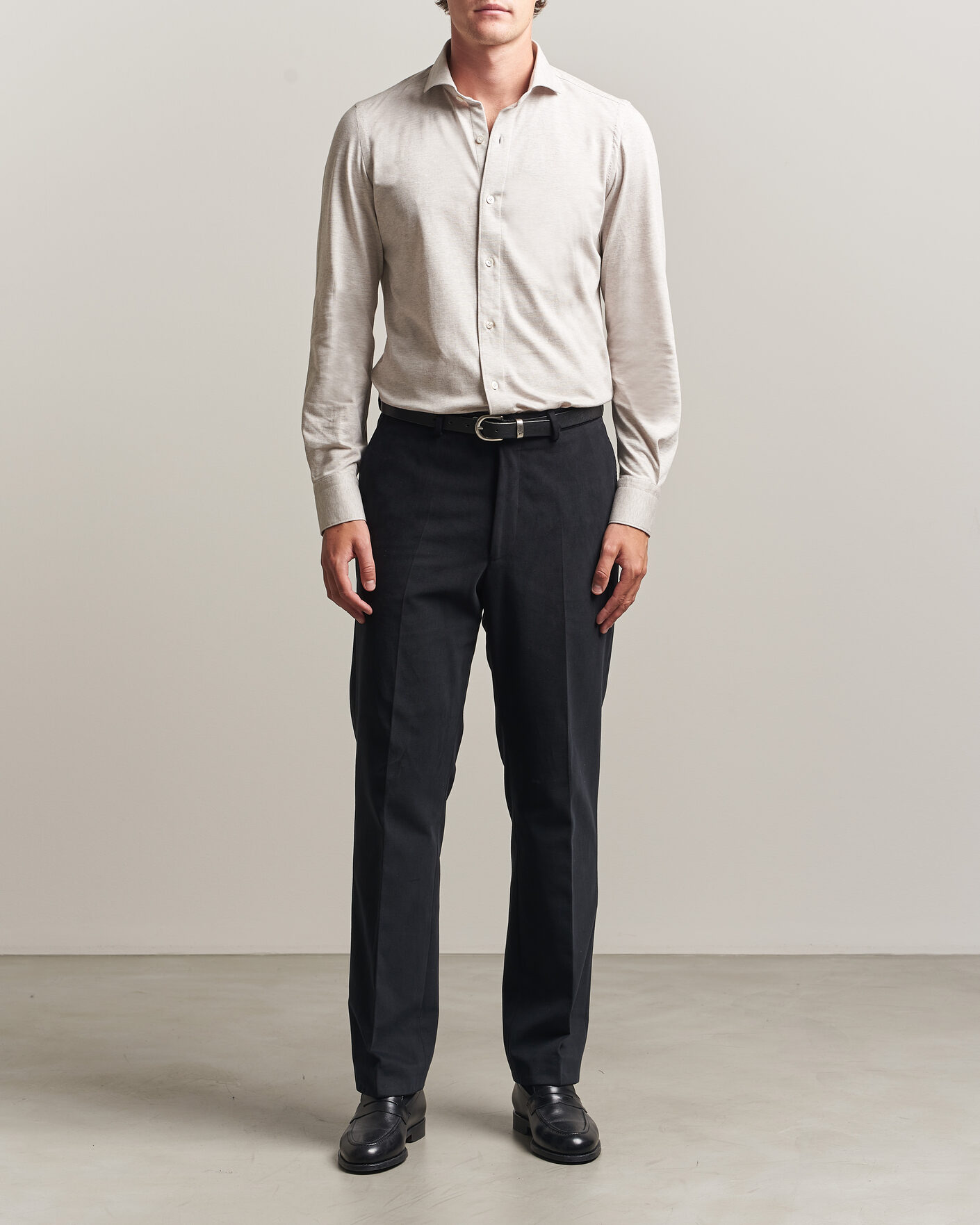 Homme | Chemises | Finamore Napoli | Cotton/Cashmere Jersey Shirt Beige