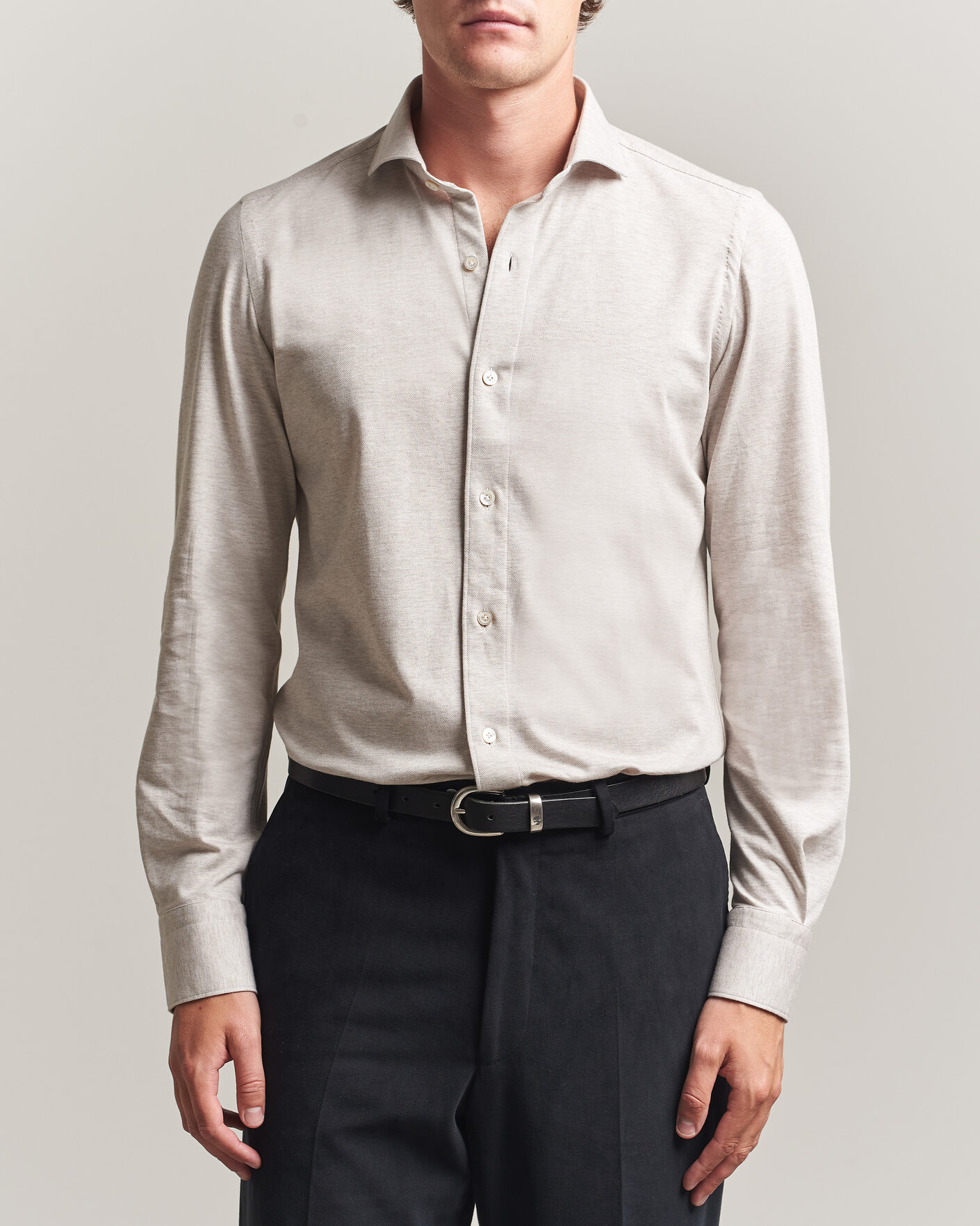 Homme | Chemises | Finamore Napoli | Cotton/Cashmere Jersey Shirt Beige