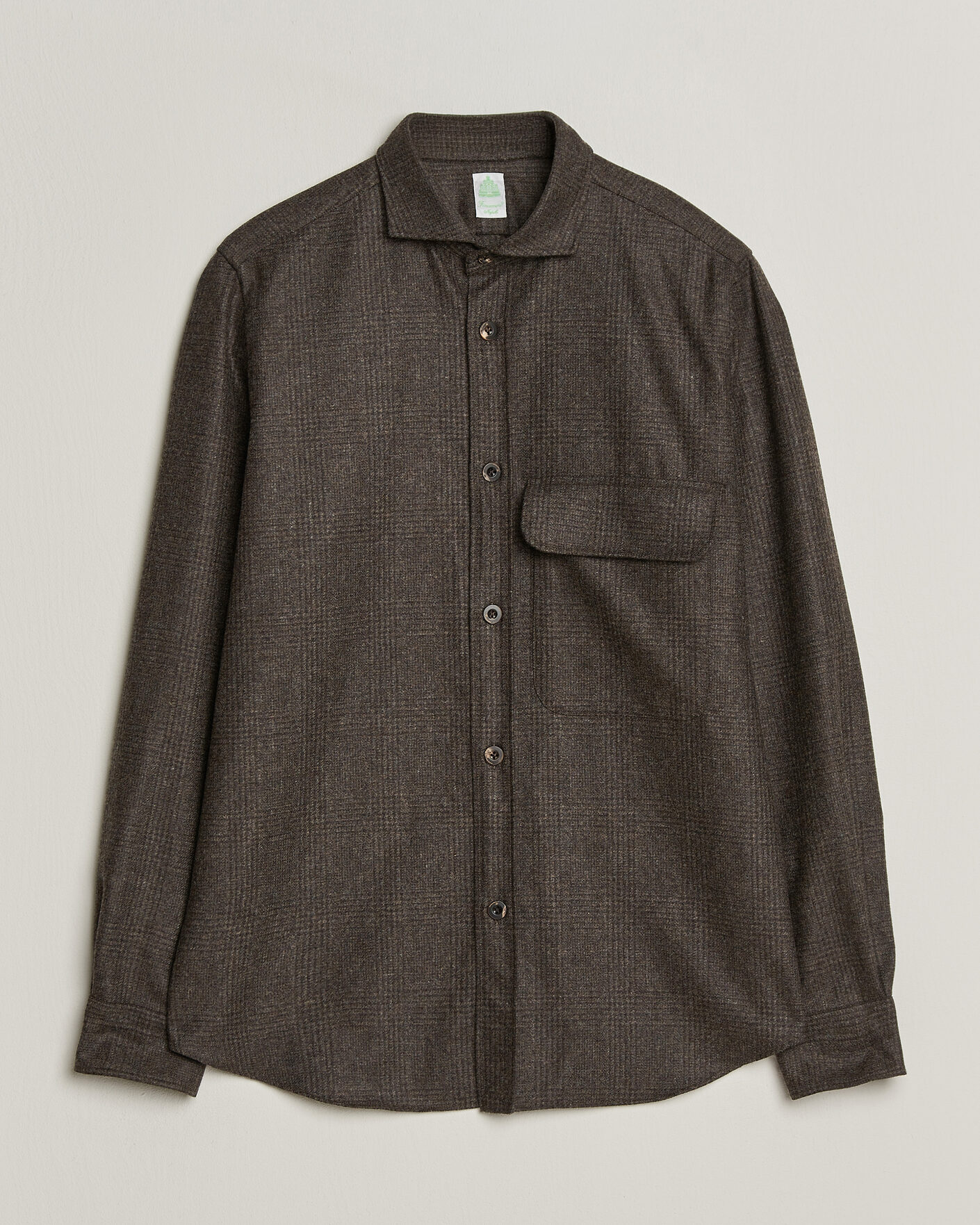 Homme | Chemises | Finamore Napoli | Wool Houndstooth Overshirt Dark Brown