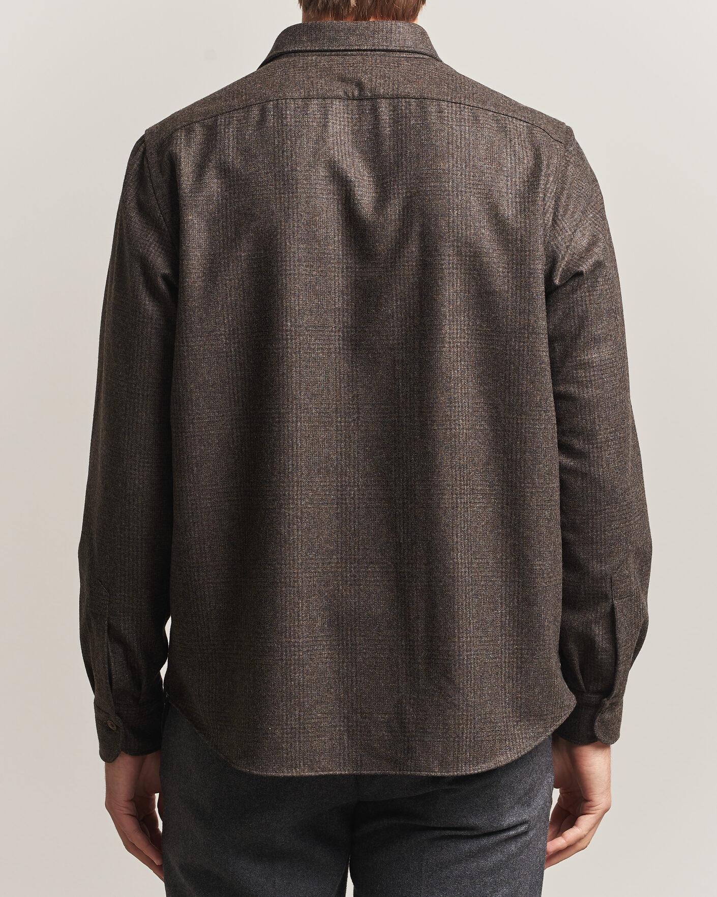 Homme | Chemises | Finamore Napoli | Wool Houndstooth Overshirt Dark Brown
