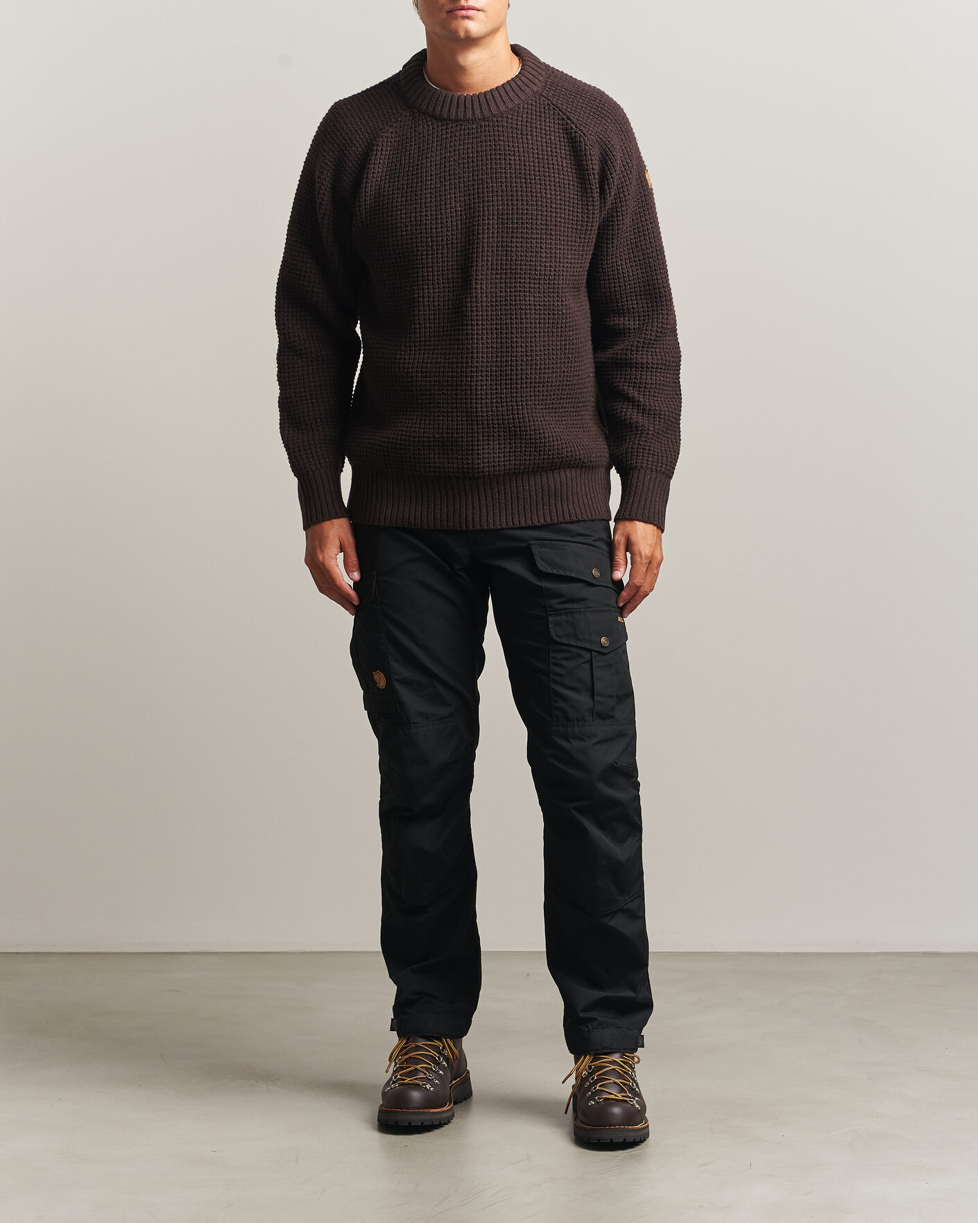 Homme | Pulls Et Tricots | Fjällräven | Övik Wool Waffle Knit Black Oak