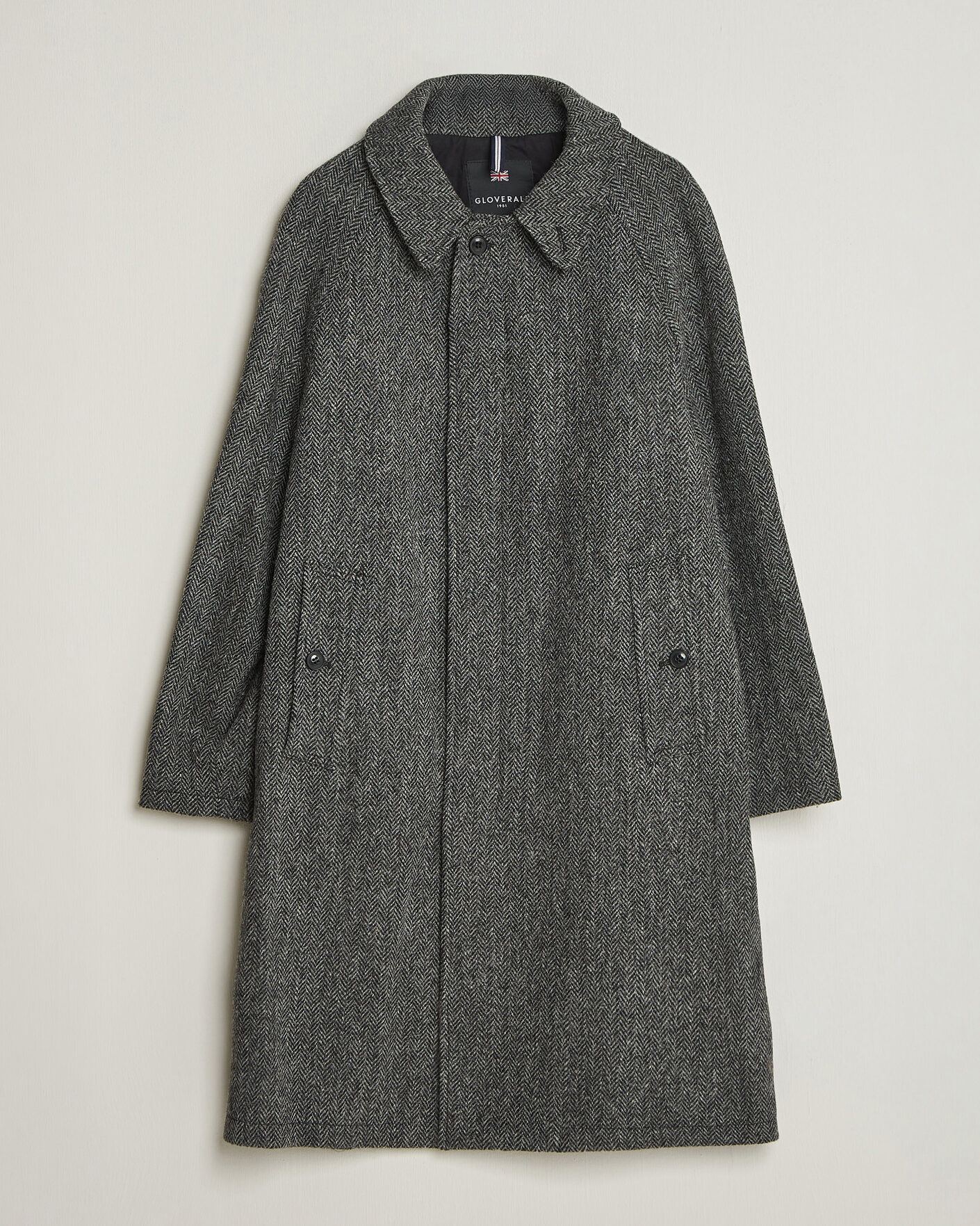 Homme | Manteaux Et Vestes | Gloverall | Hynes Harris Tweed Coat Charcoal Herringbone