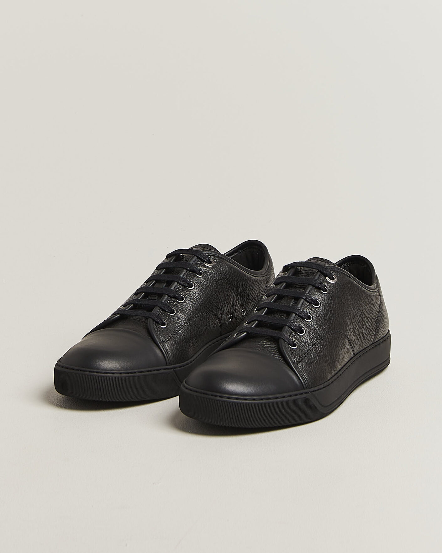 Homme | Baskets | Lanvin | DBB1 Grain Leather Cap Toe Sneaker Black