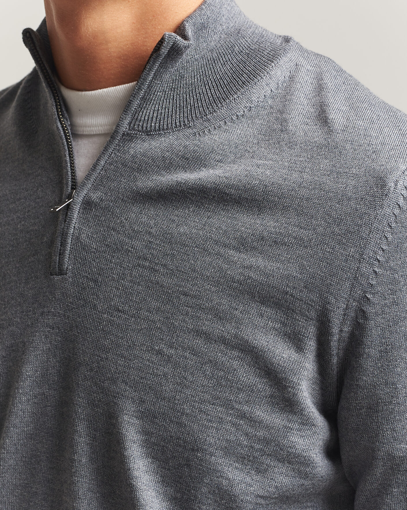 Homme | Pulls Et Tricots | BOSS BLACK | Ebenji Merino Knitted Half Zip Medium Grey