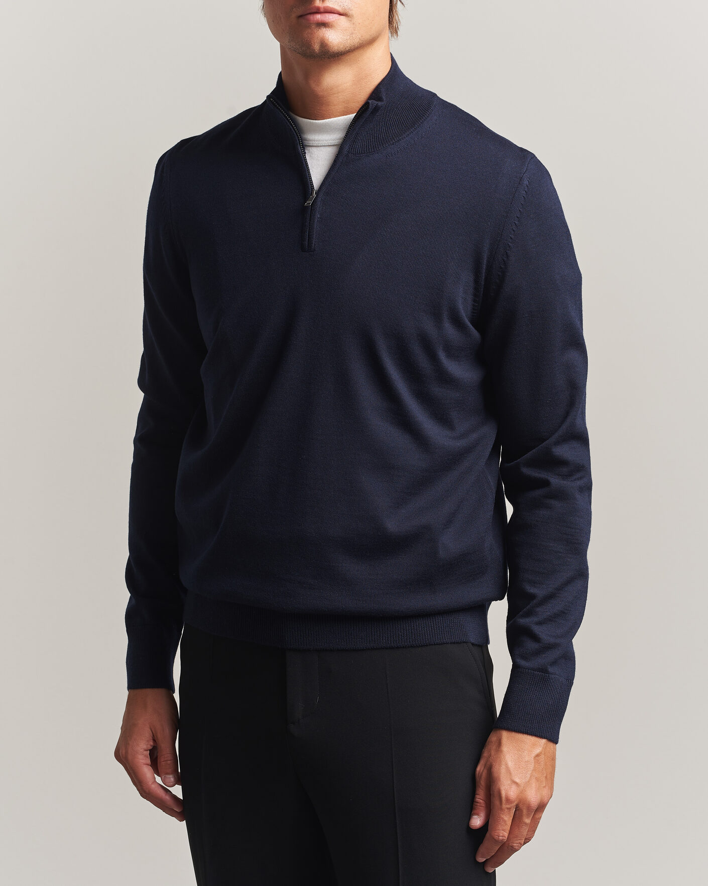 Homme | Pulls Et Tricots | BOSS BLACK | Ebenji Merino Knitted Half Zip Dark Blue