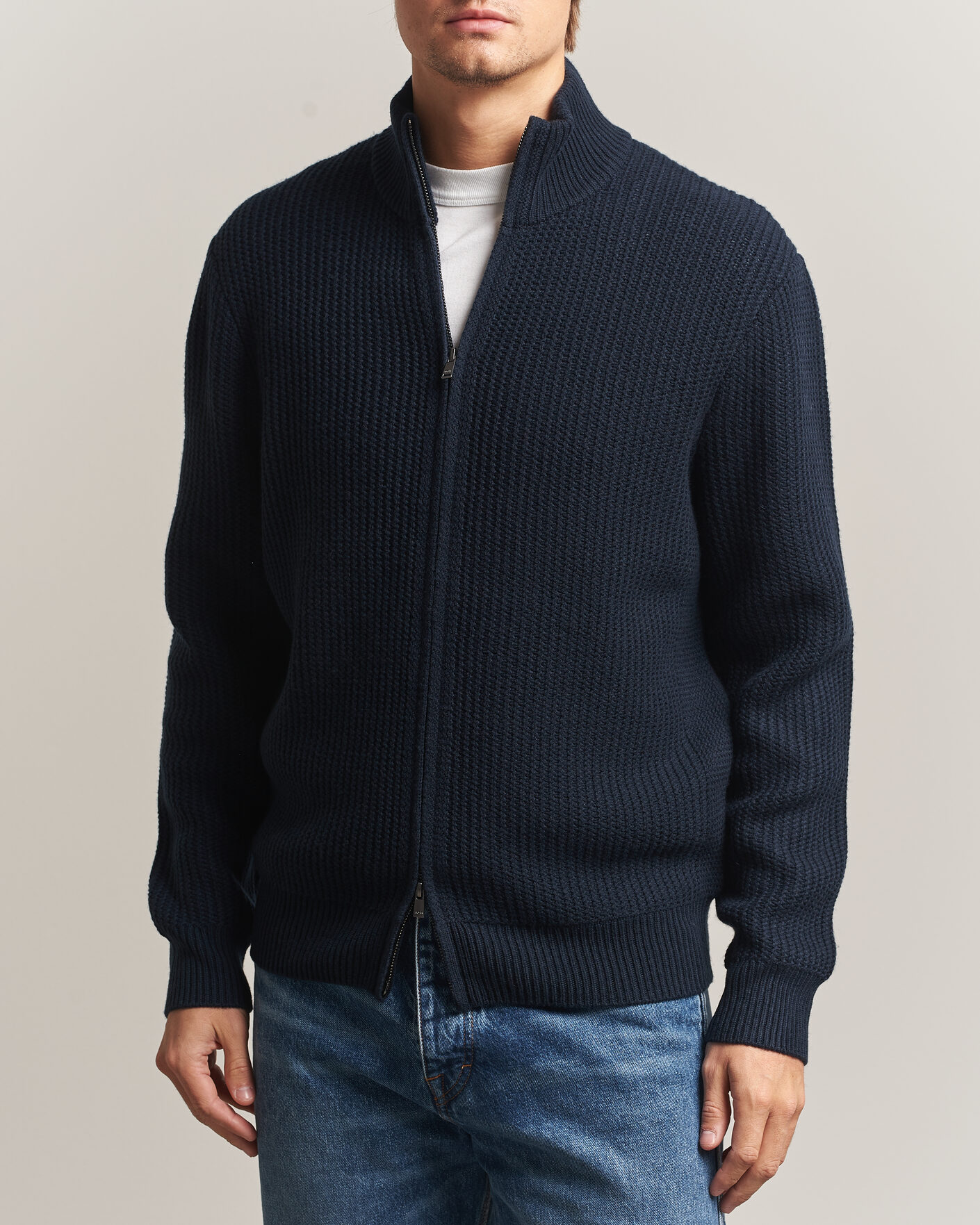 Homme | Pulls Et Tricots | BOSS BLACK | Fiocco Wool/Cashmere Full Zip Dark Blue