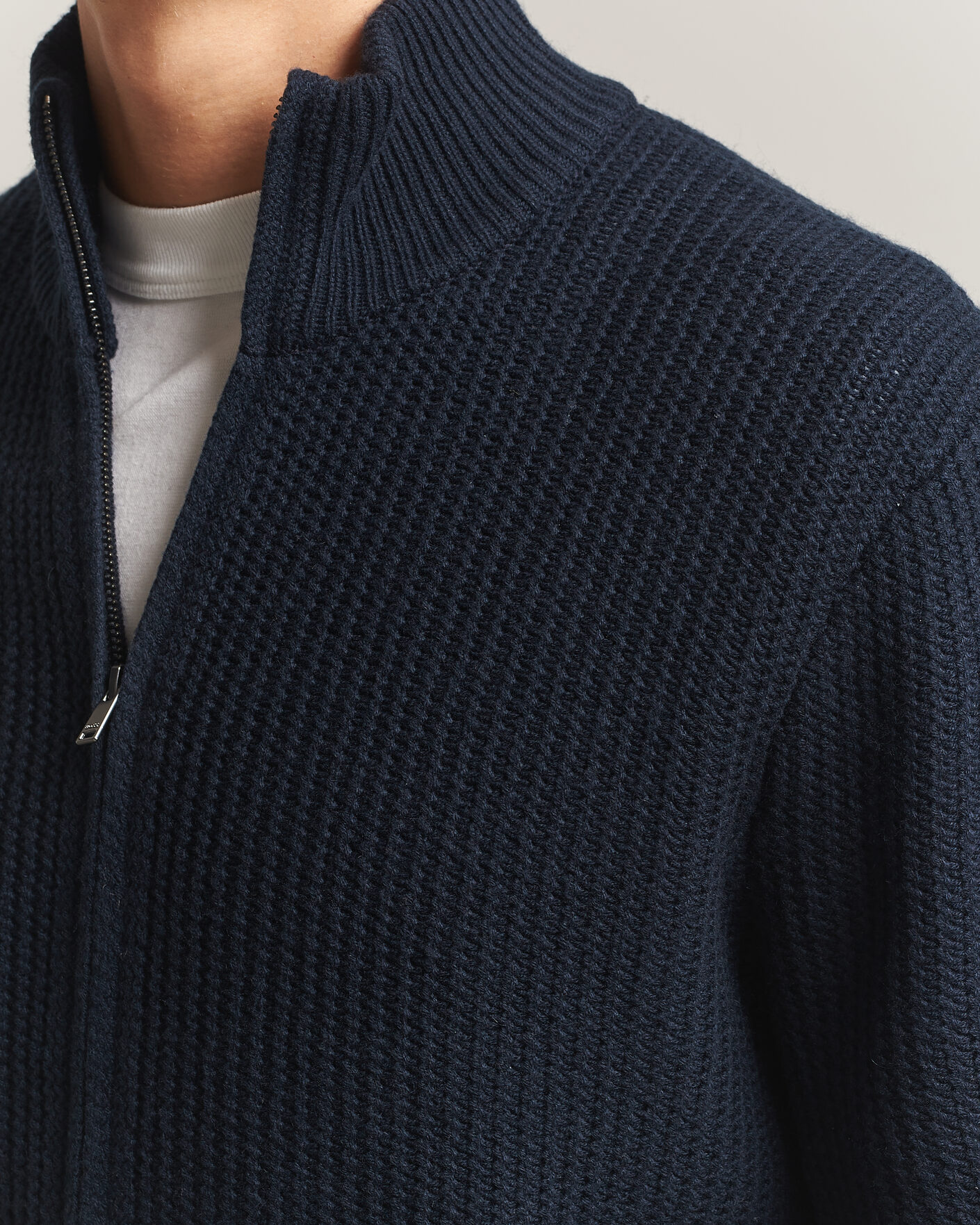 Homme | Pulls Et Tricots | BOSS BLACK | Fiocco Wool/Cashmere Full Zip Dark Blue