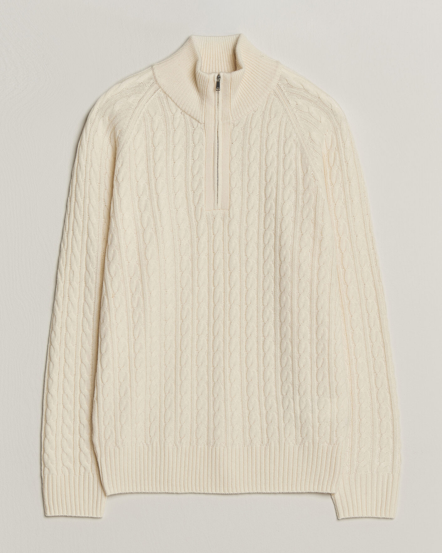 Homme | Pulls Et Tricots | BOSS BLACK | Furore Wool/Cashmere Cable Half Zip Open White